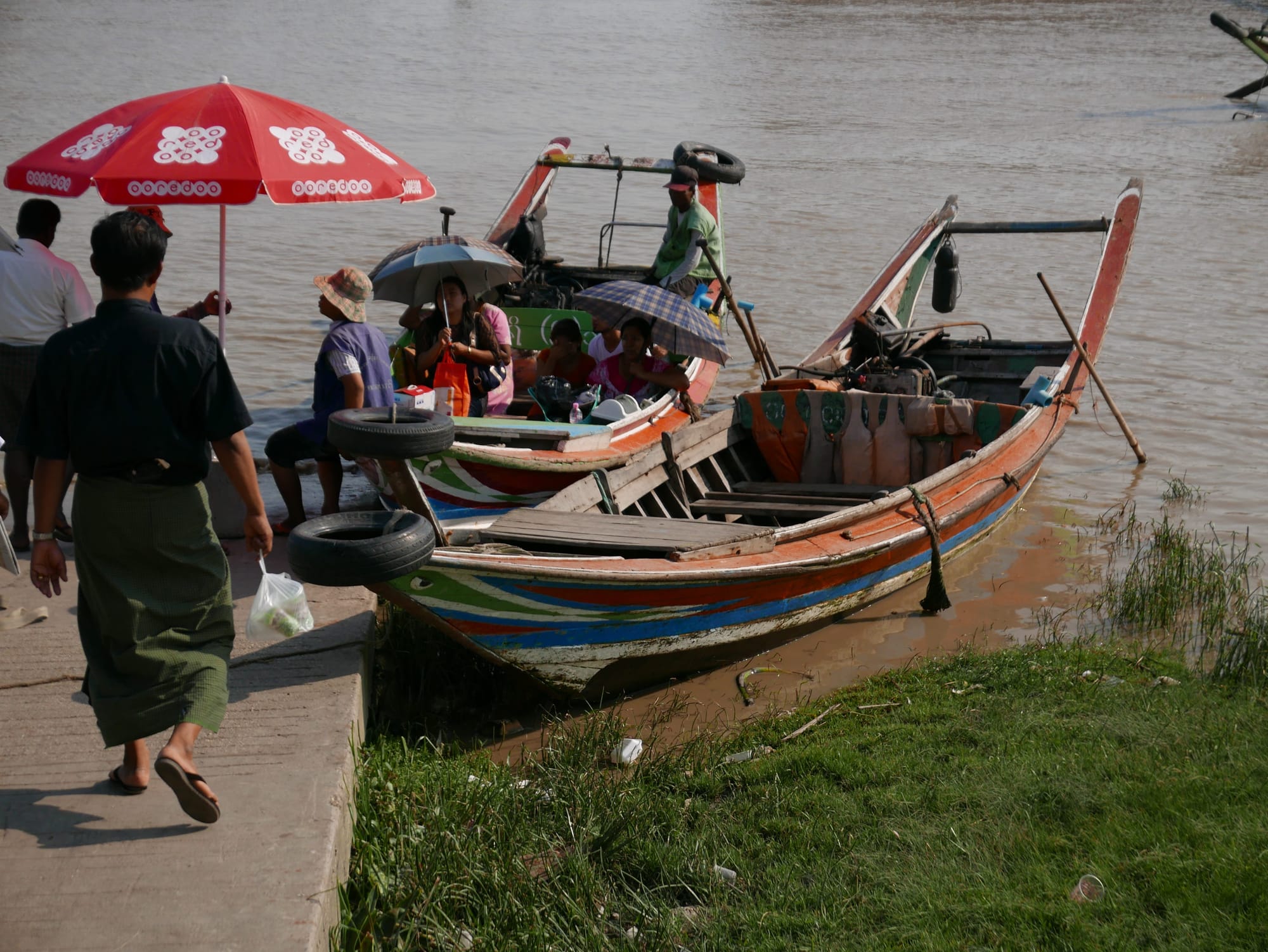 Local boat taxis — the riverside Yangon (Rangoon), Myanmar (Burma)