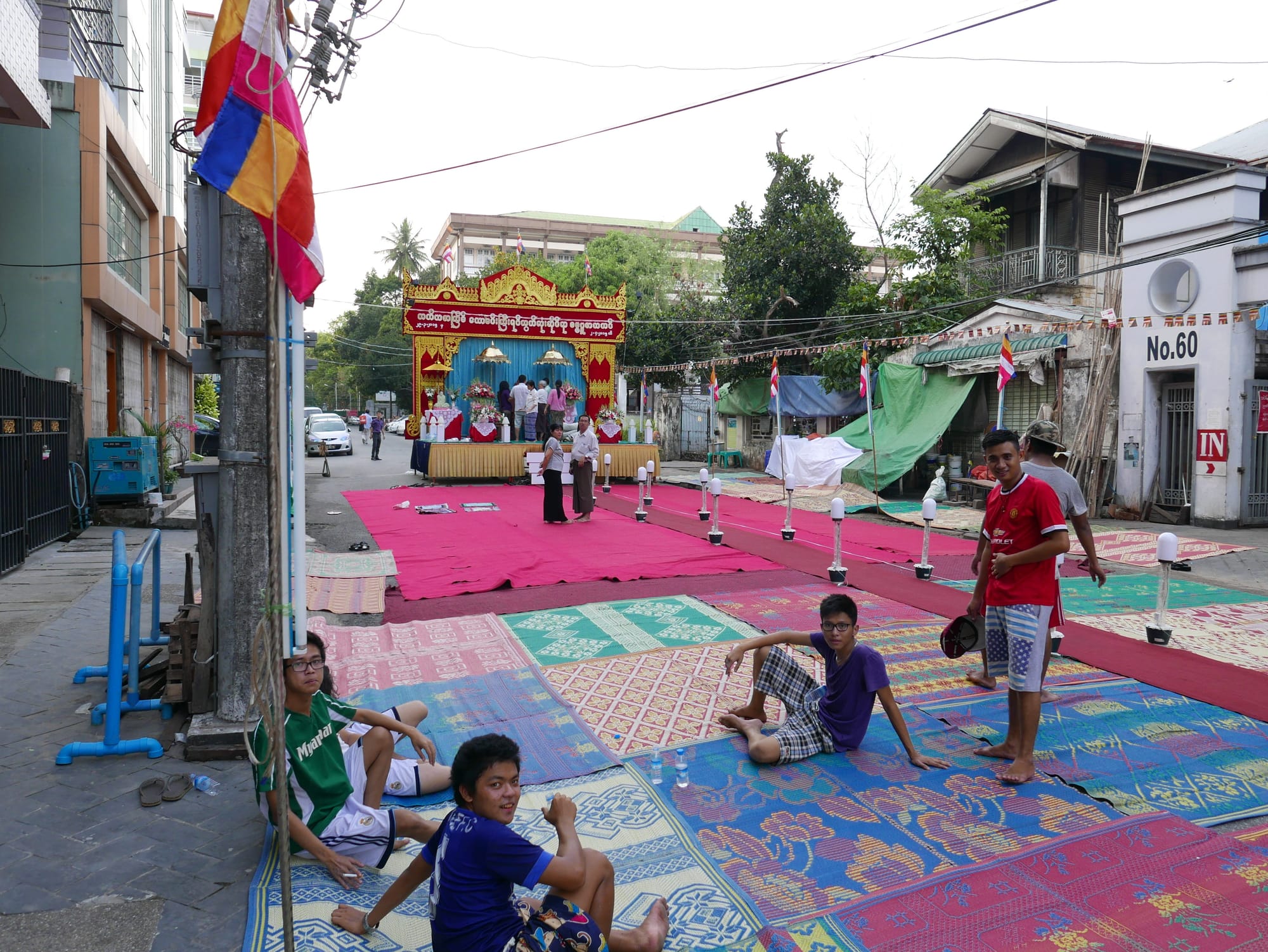 Photo by Author — Carpeting a street in Yangon