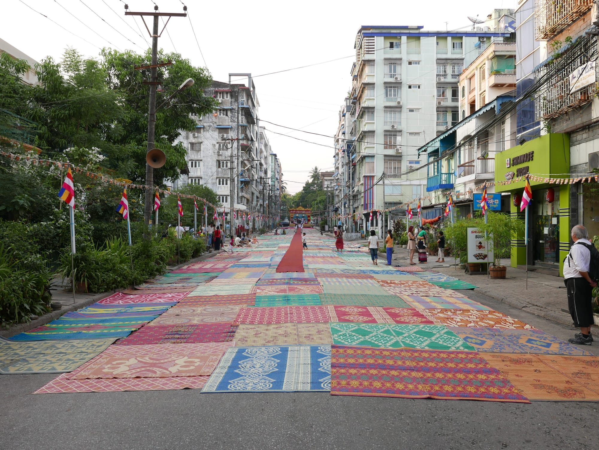 Photo by Author — Carpeting a street in Yangon