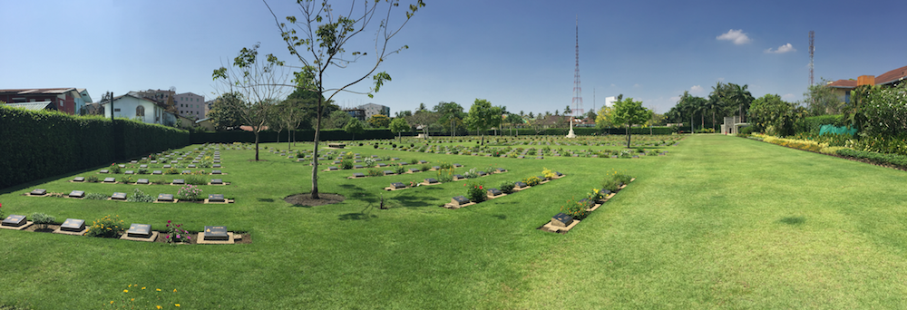 Photo by Author — panorama across the Rangoon War Cemetery