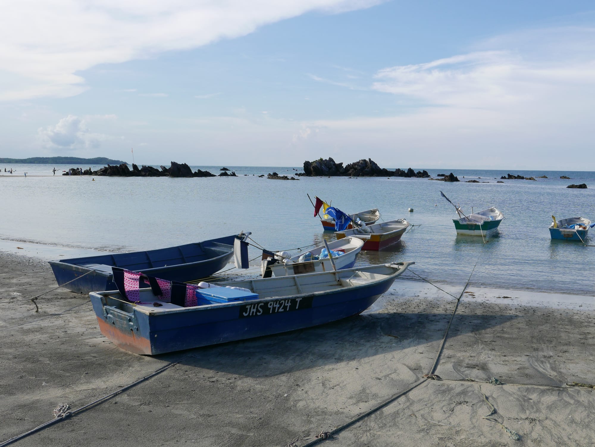 Photo by Author — fishing boats — Tanjung Balau Beach, Kota Tinggi, Johor, Malaysia
