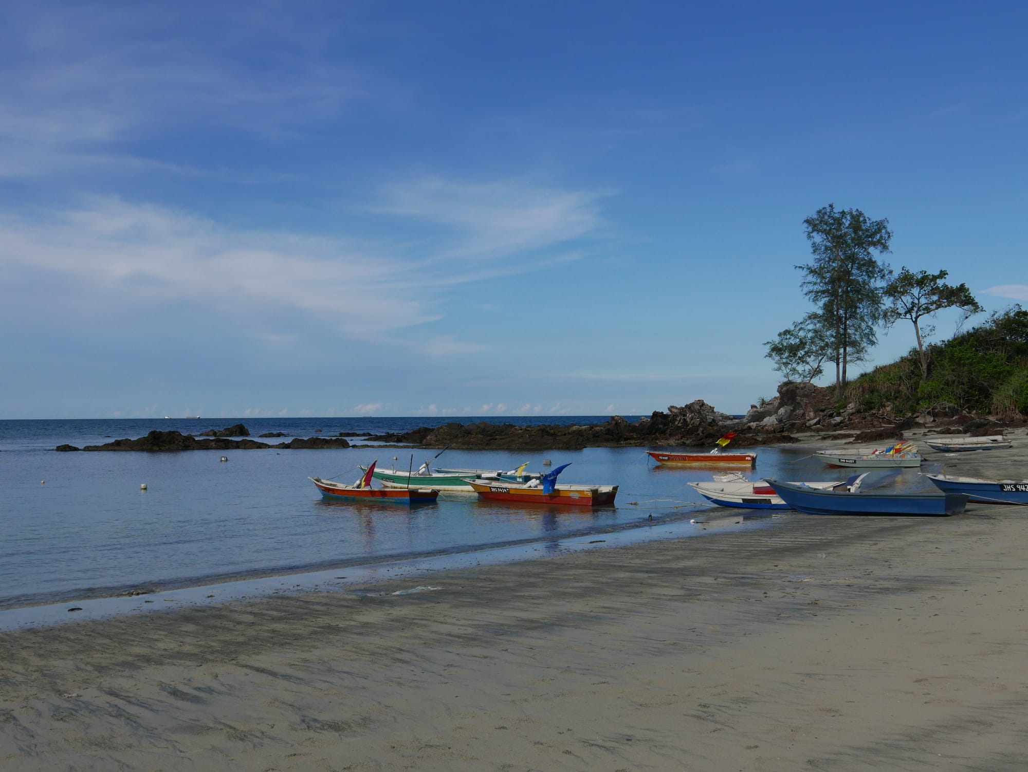 Photo by Author — fishing boats — Tanjung Balau Beach, Kota Tinggi, Johor, Malaysia