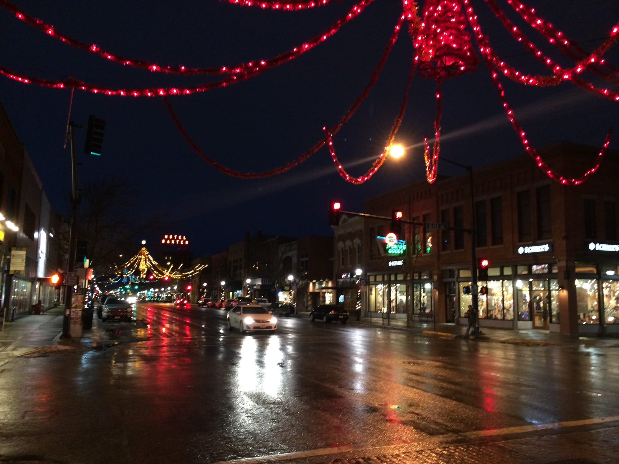 Photo by Author — Main Street, Bozeman, Montana — by night