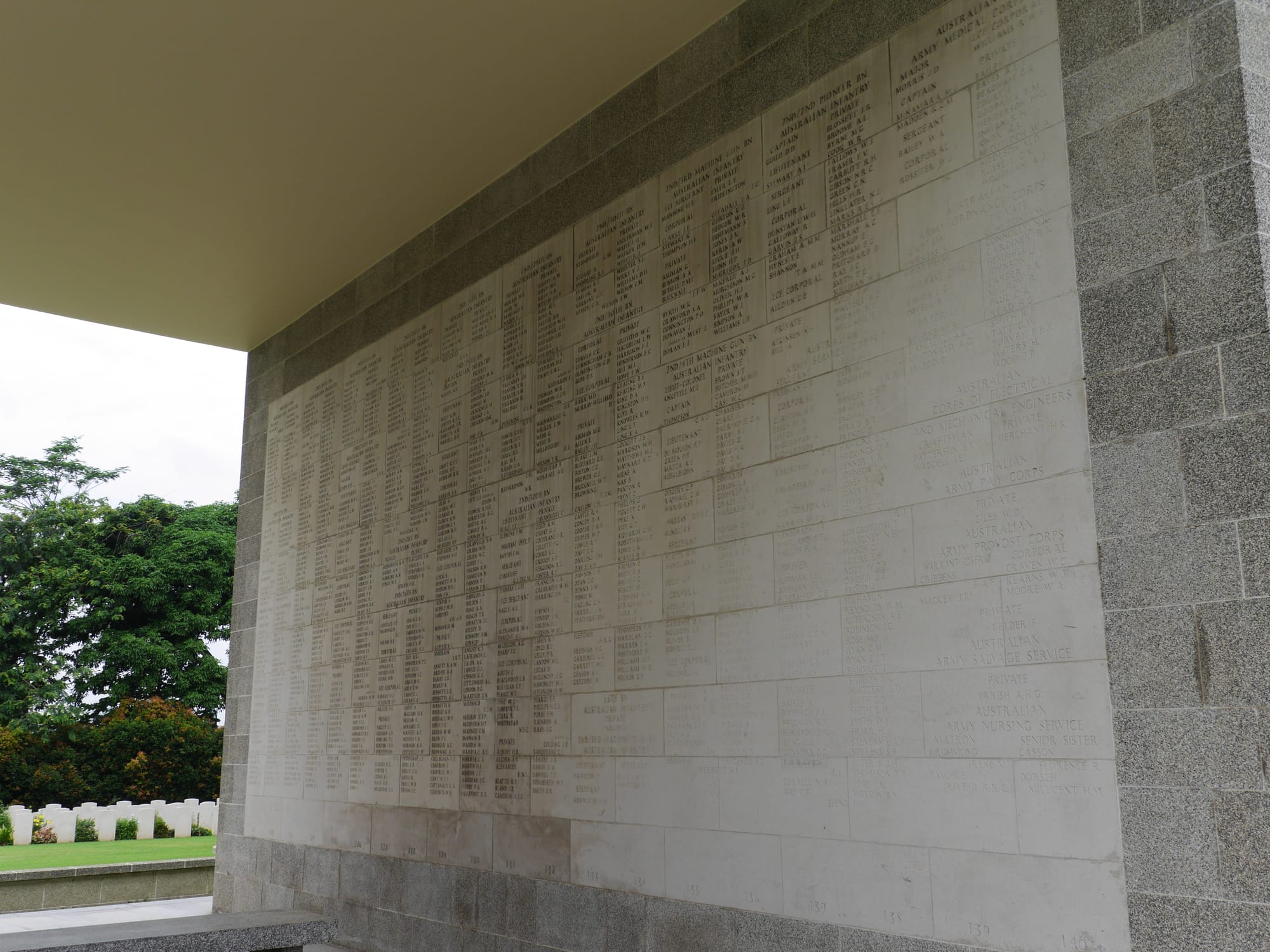 Photo by Author — part of the memorial wall — Kranji War Memorial, Singapore