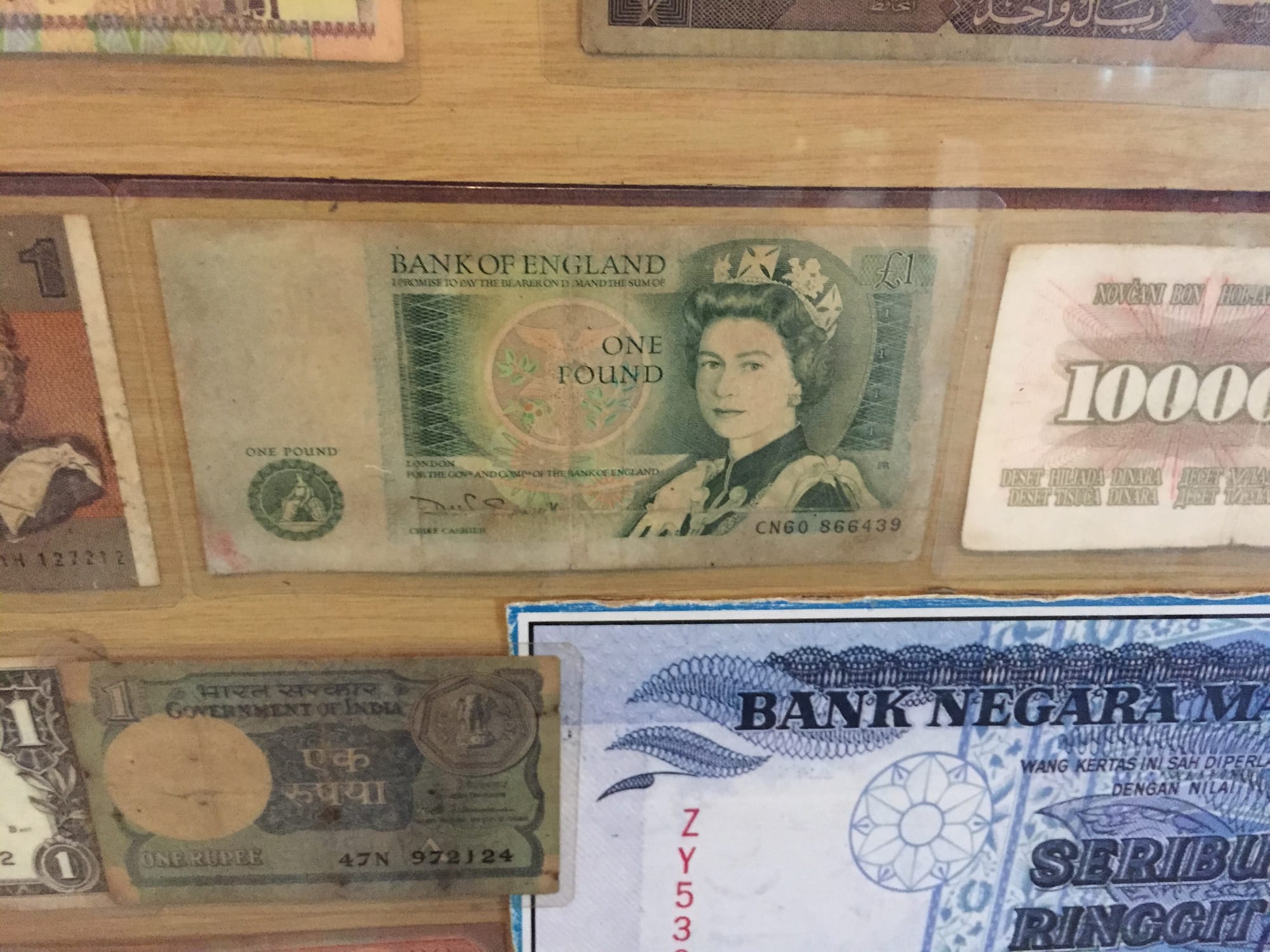 Photo by Author — why is there an old British pound note at the Muzium Bugis, Pontian Besar, Johor, Malaysia?
