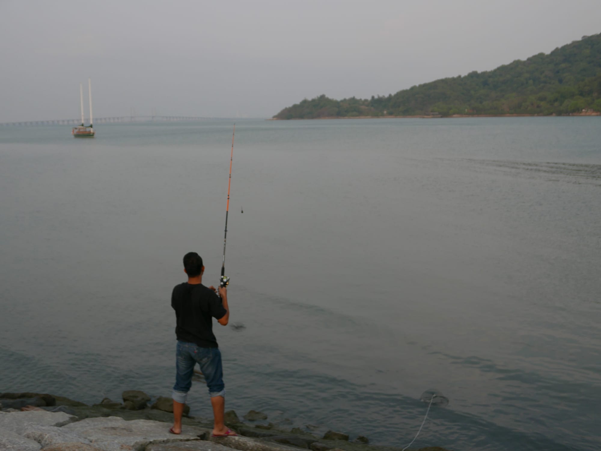 Photo by Author — fishing — Queensbay Seaside, Bayan Lepas, Penang, Malaysia