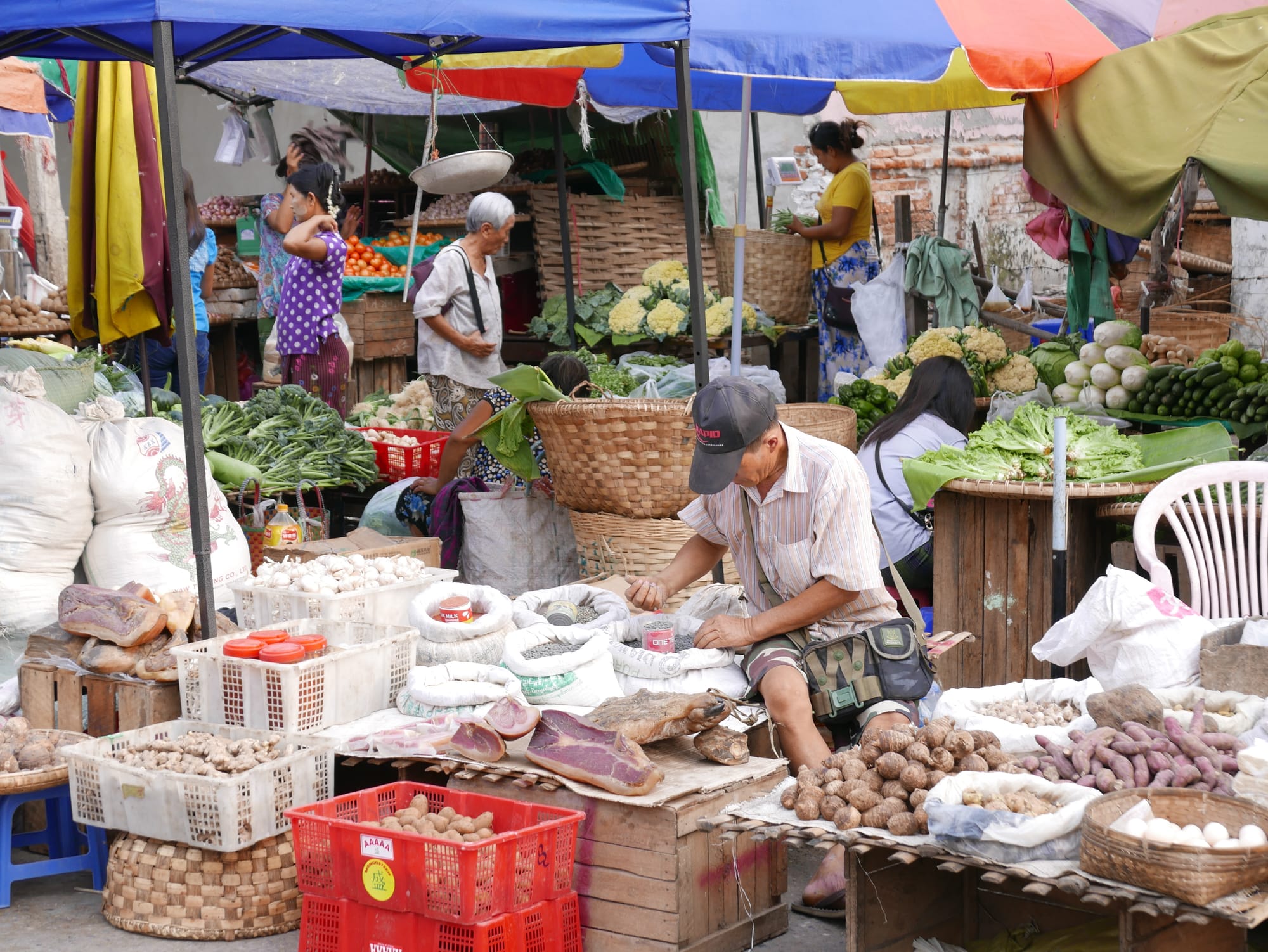 Photo by Author — fruit and veg seller — street market — Mandalay