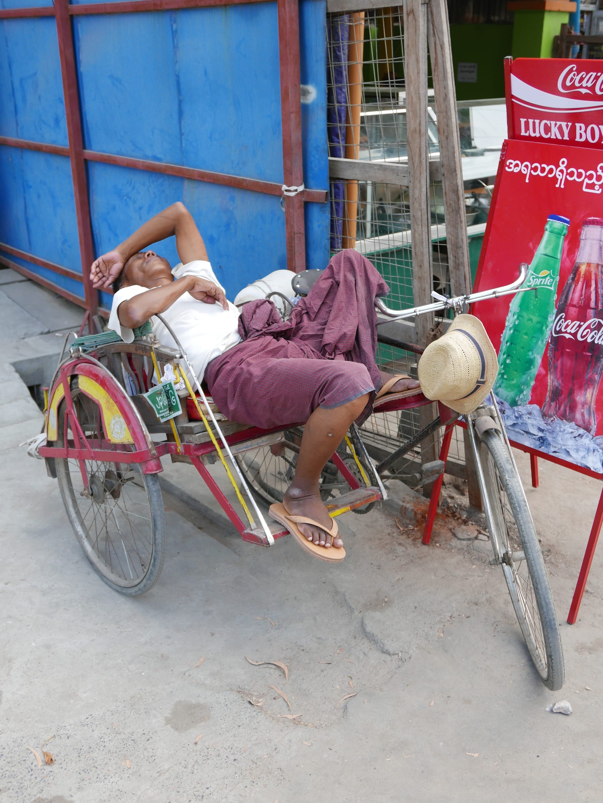 Photo by Author — being a bike taxi is hard work — time for a nap
