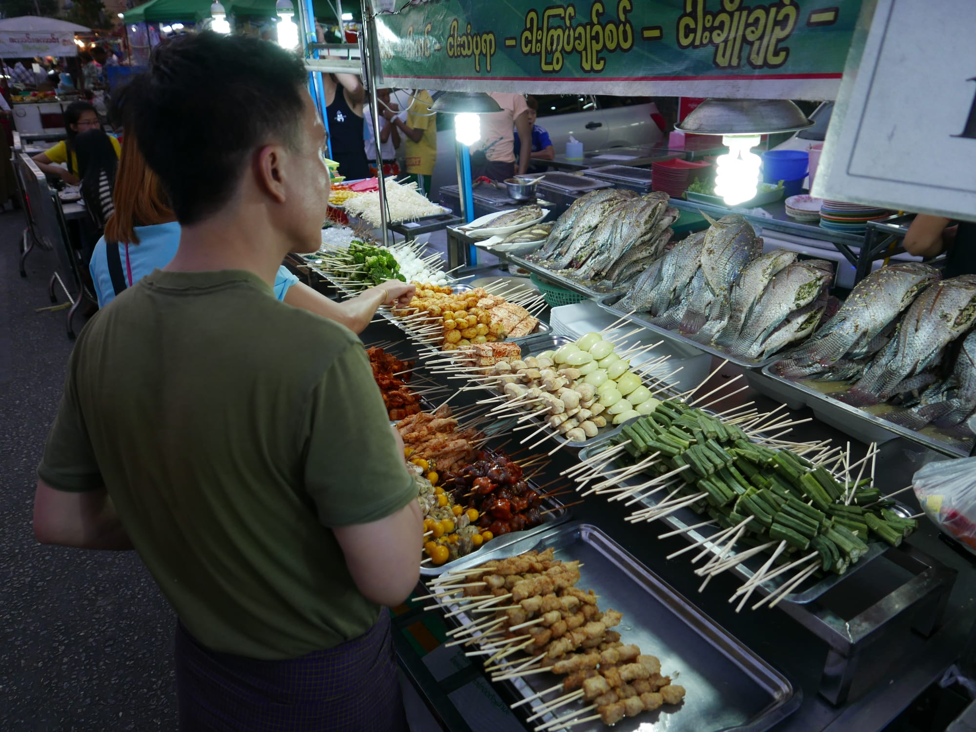 Photo by Author — food stall, Chinatown, Yangon (Rangoon), Myanmar (Burma)