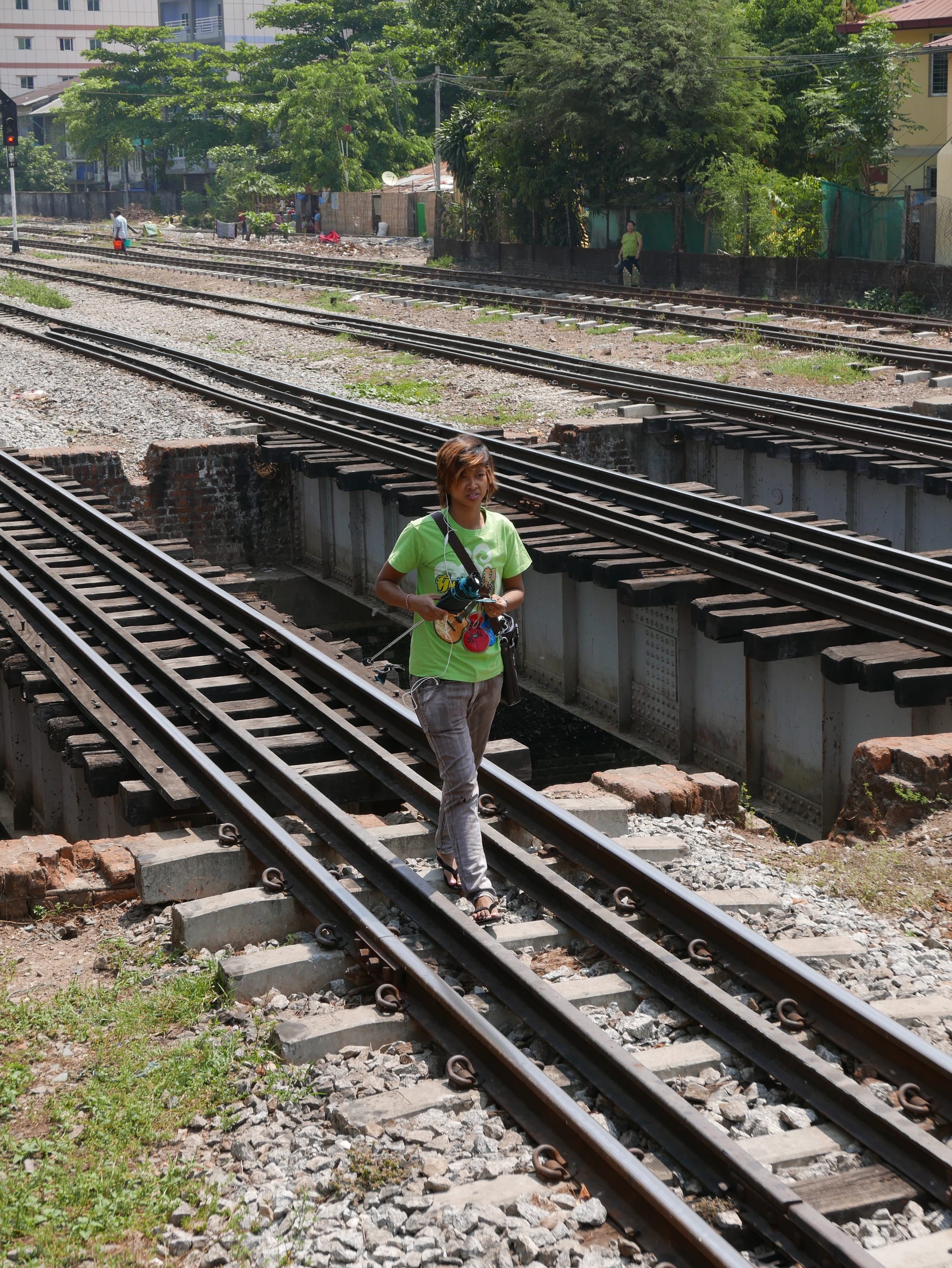 Photo by Author — just taking a stroll down the track — Yangon Railway