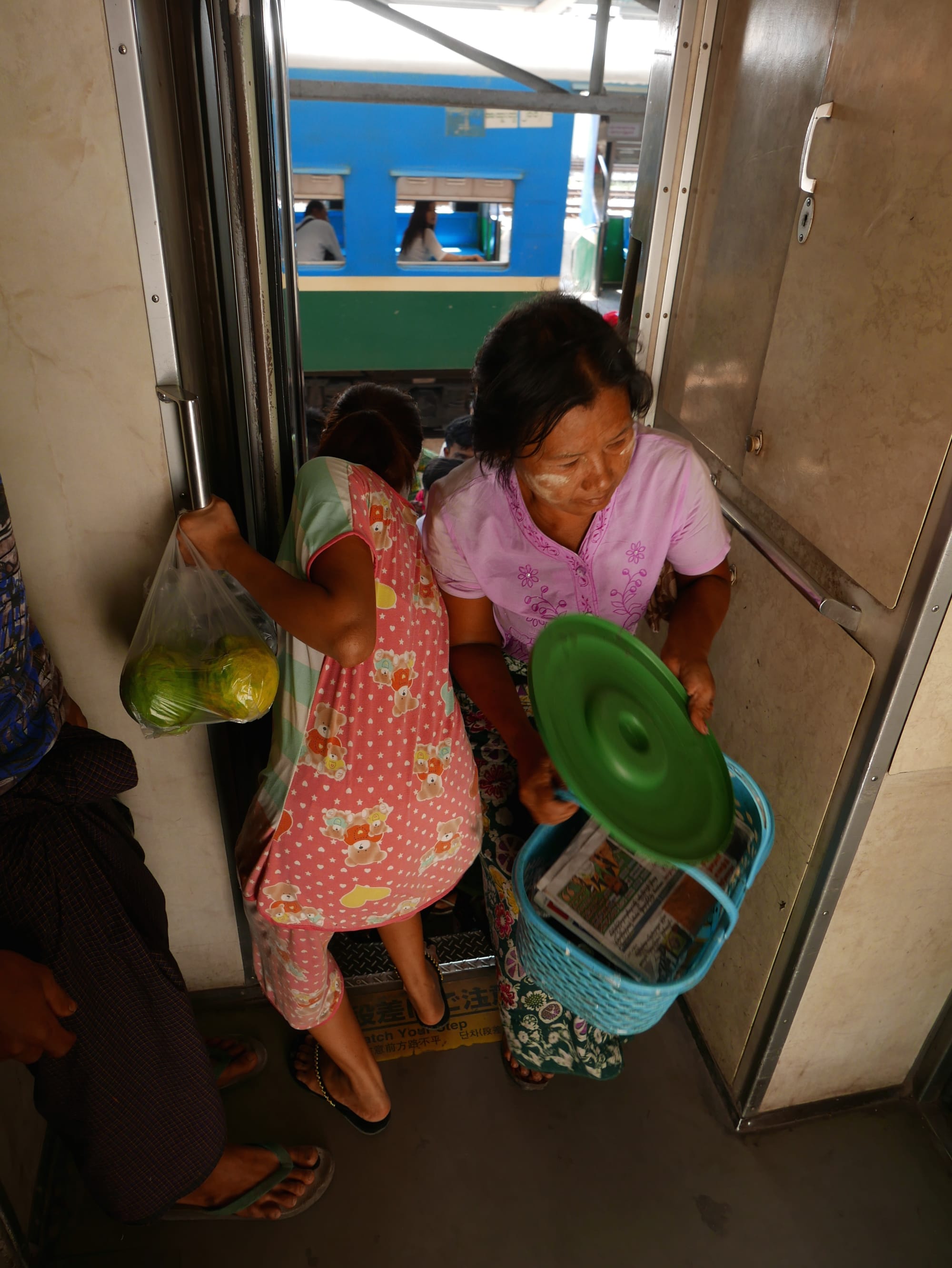 Photo by Author — the mad dash on and off the train — Yangon Railway