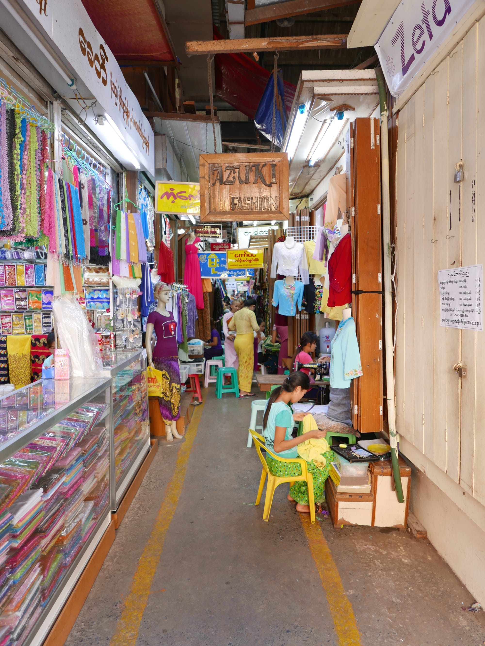 Photo by Author — inside Bogyoke Market (Scotts Market), Yangon (Rangoon), Myanmar (Burma)