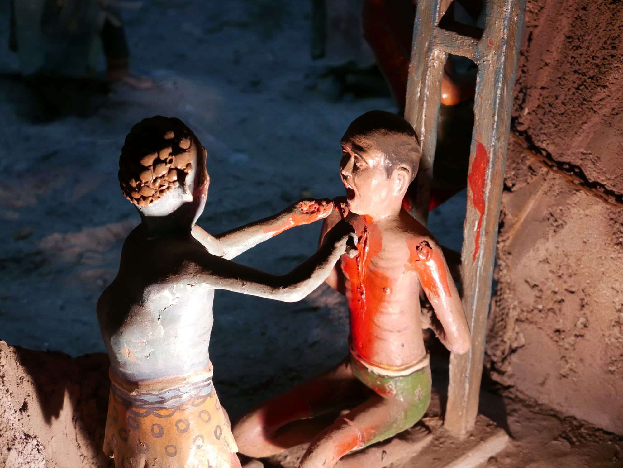 Photo by Author — tongue pulled out — Seventh Court of Hell (King Taishan) — 10 Courts of Hell, Haw Par Villa, Singapore