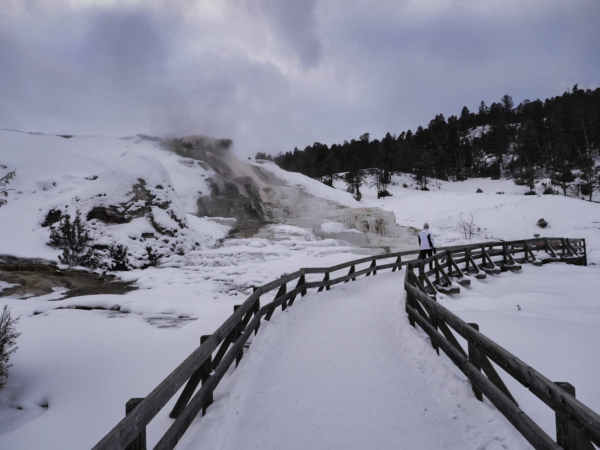 Photo by Author — empty walkways at Mammoth Hot Springs
