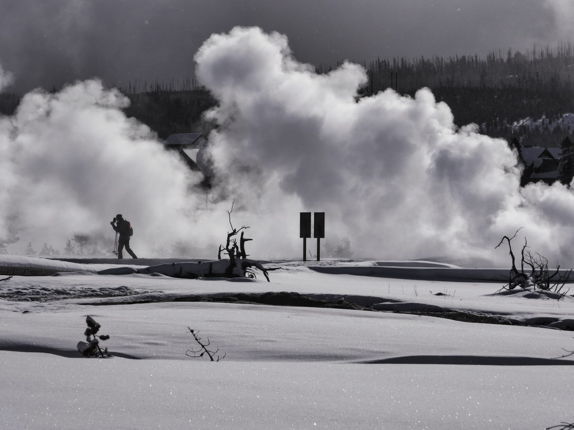 Photo by Author — snowshoe tour of the Upper Geyser Basin