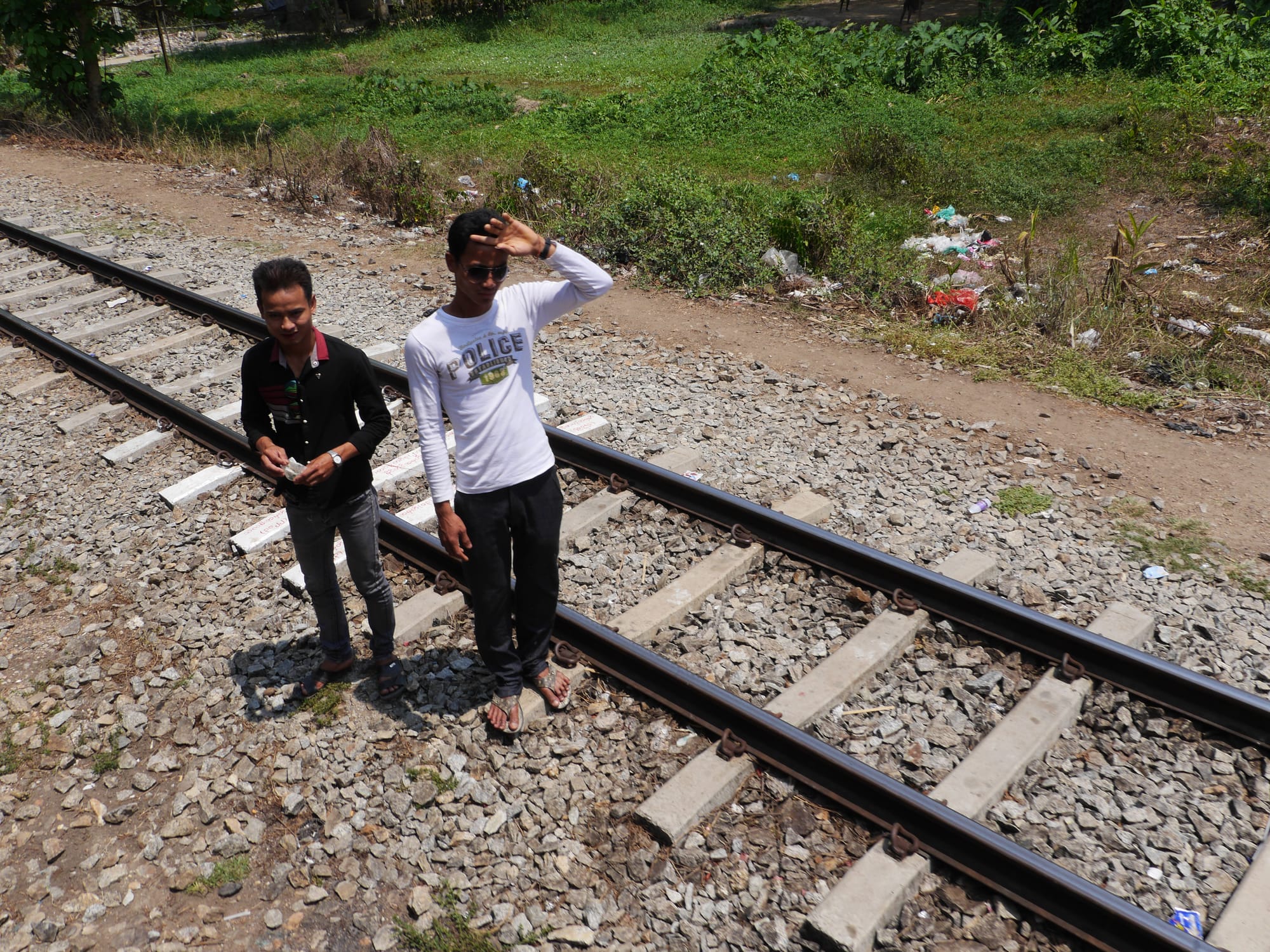 Photo by Author — waiting by the track — Yangon Railway