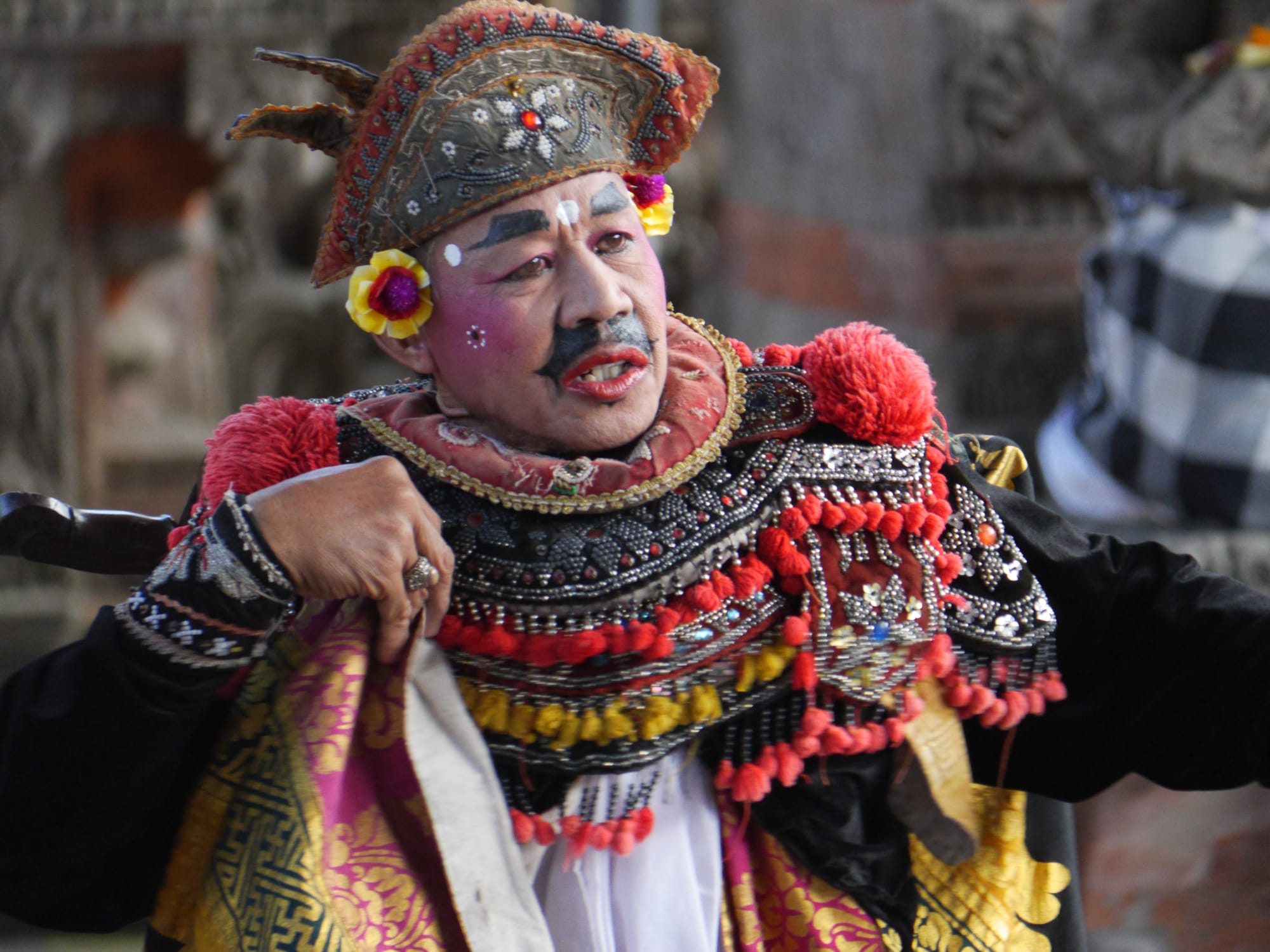 Photo by Author — a servant of Dewi Kunt — Sahadewa Barong and Kris Dance, Bali, Indonesia