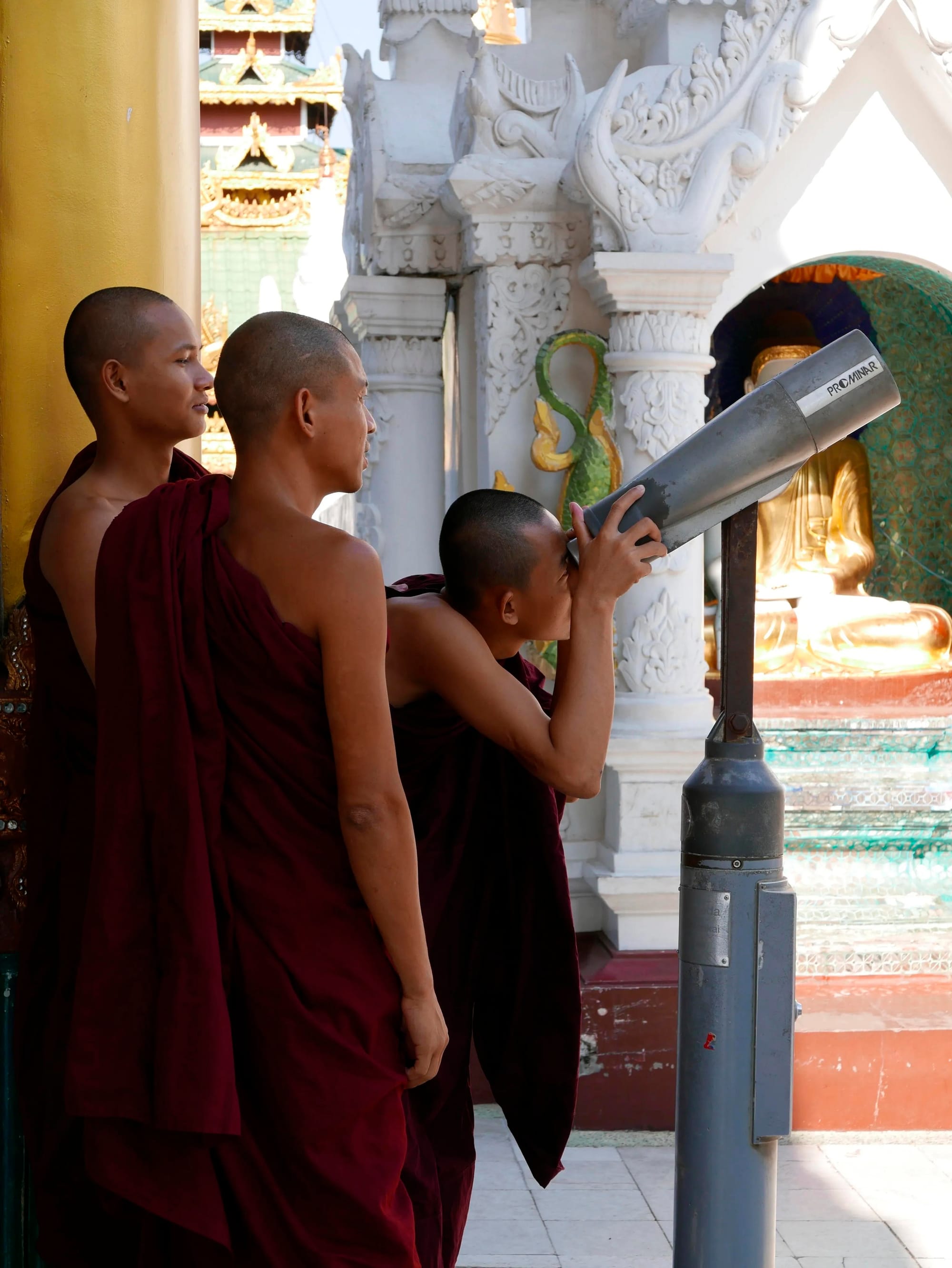 Photo by Author — monks looking skyward