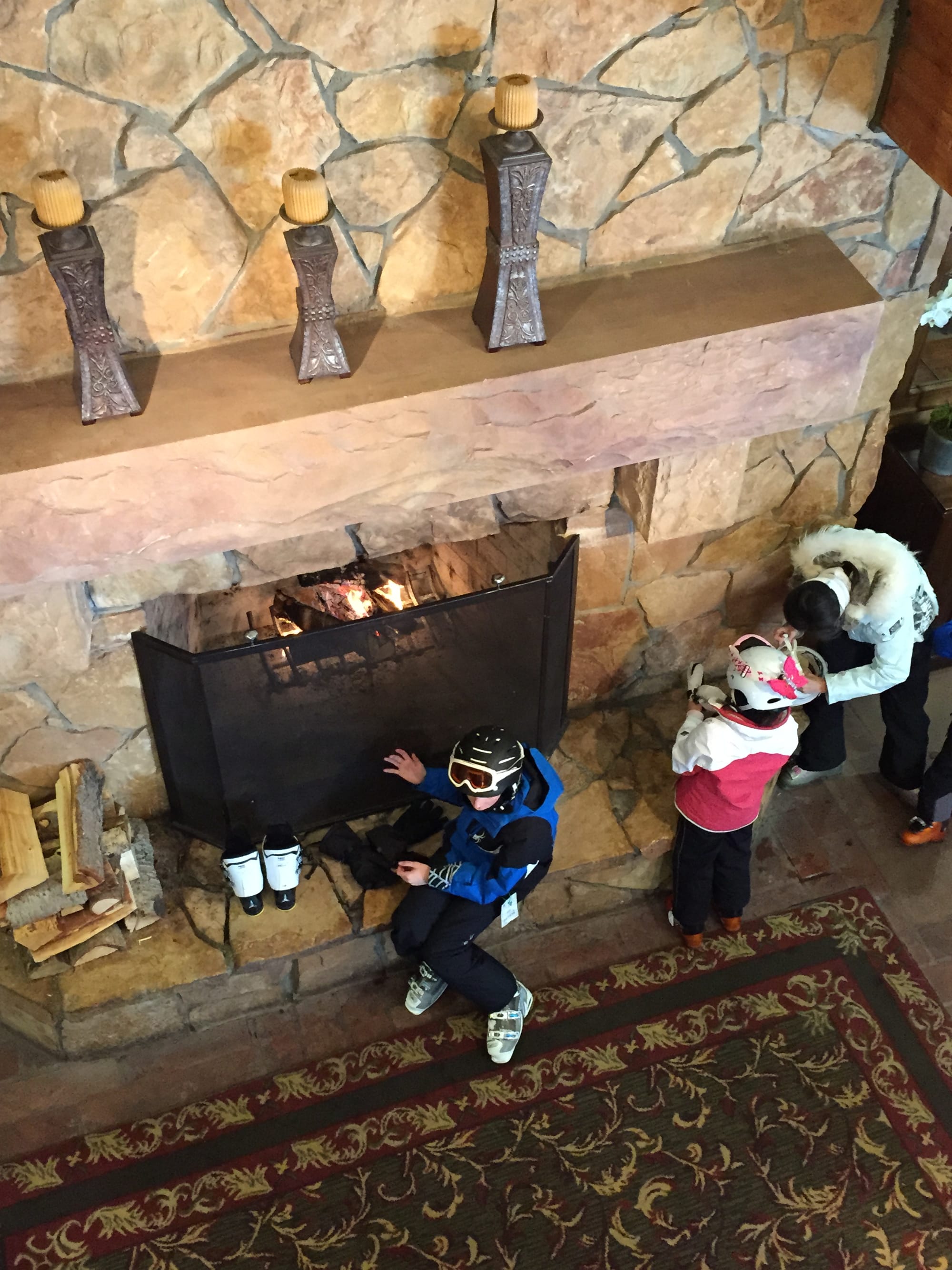 Photo by Author — Empire Canyon Lodge — the log fire