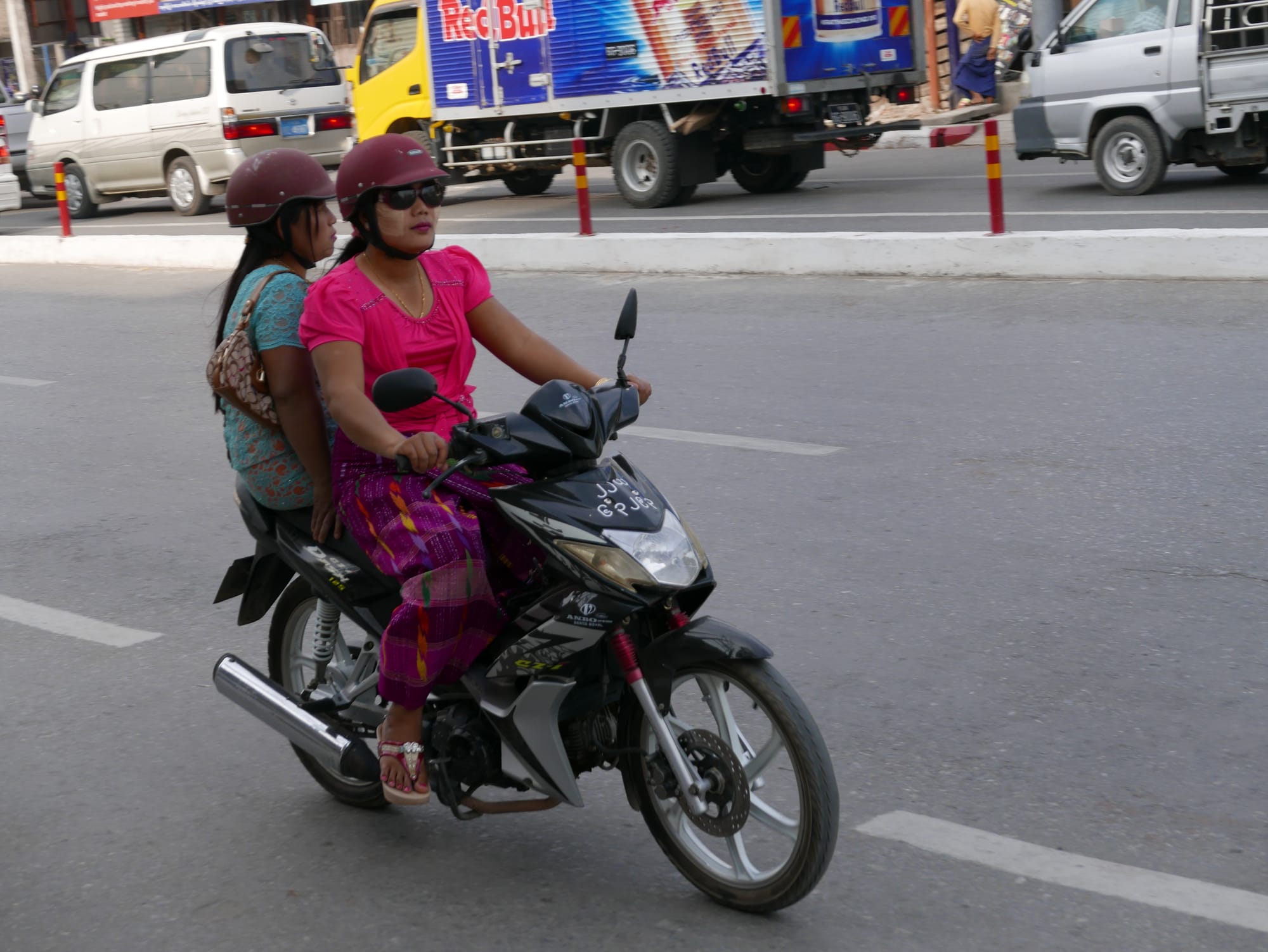 Photo by Author — riding around town — motorbikes of Mandalay