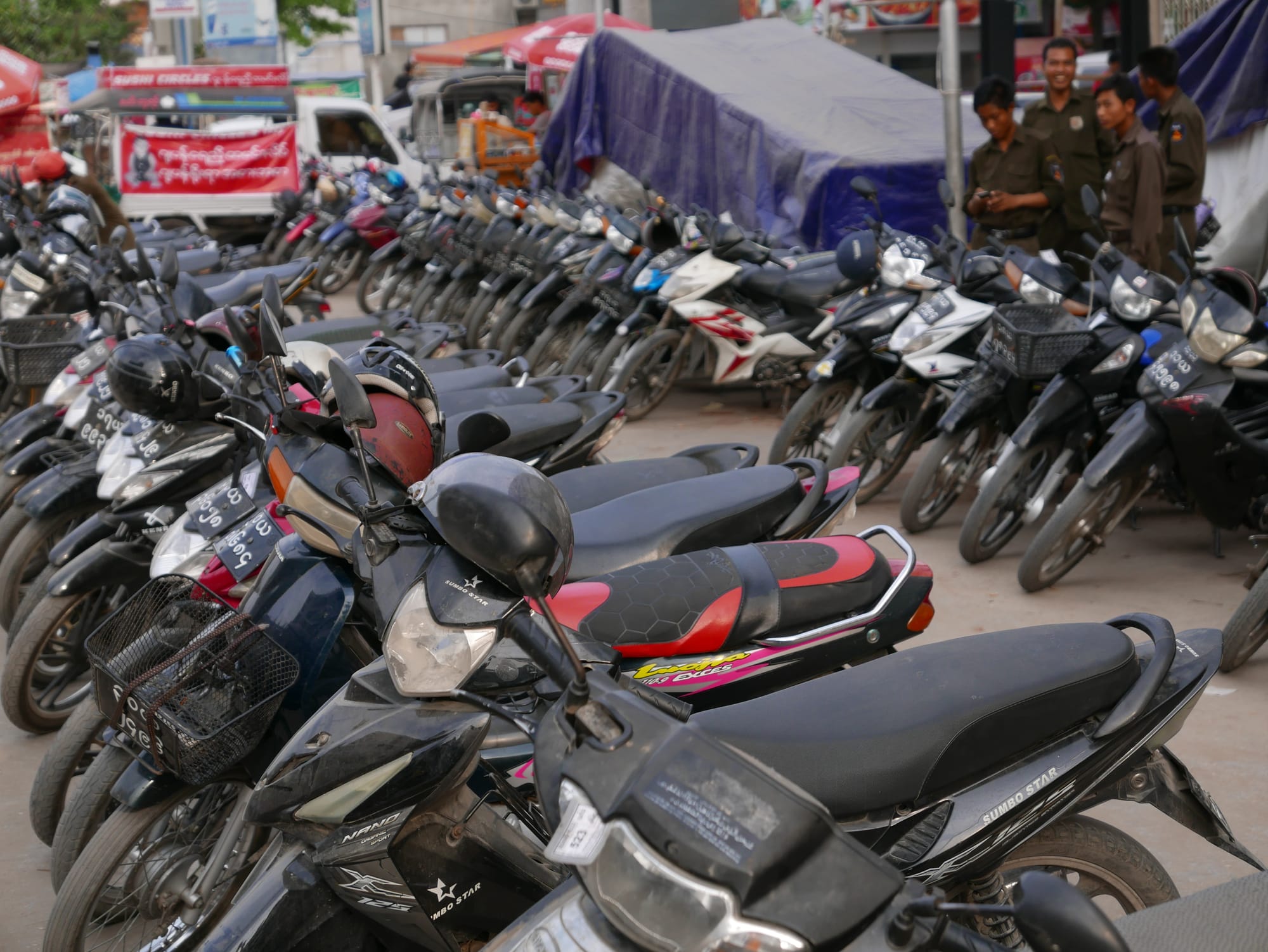 Photo by Author — motorbike park — motorbikes of Mandalay