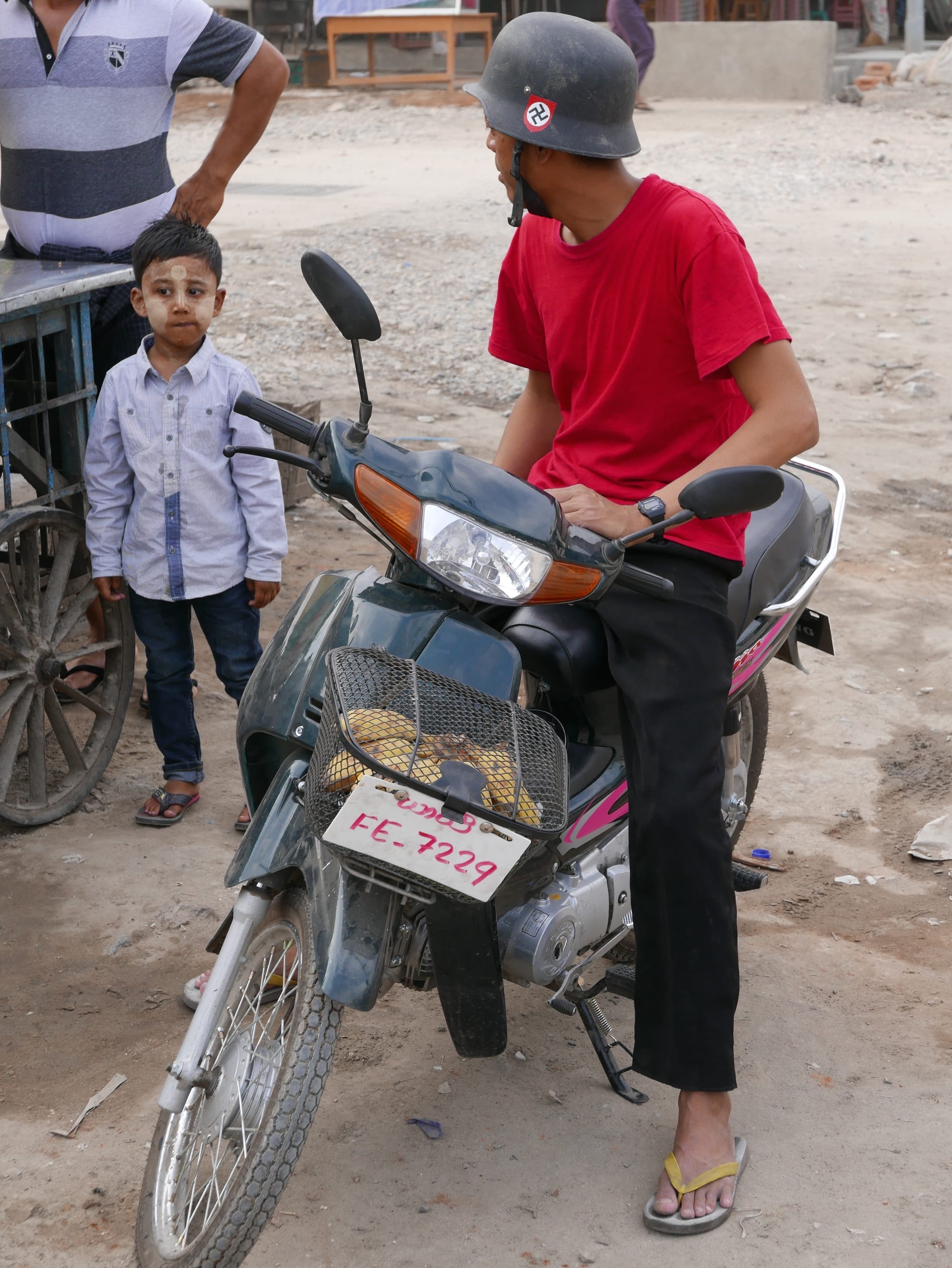 Photo by Author — another nice helmet — motorbikes of Mandalay
