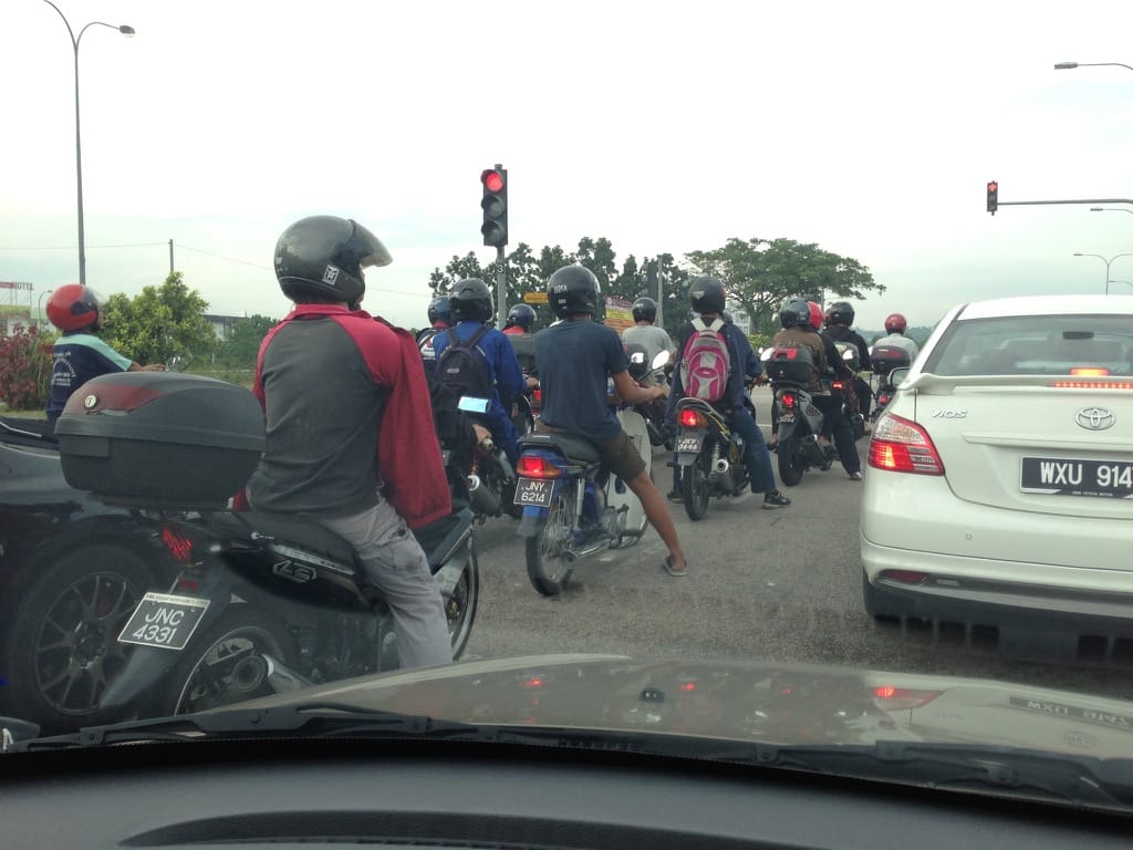 Photo by Author — you think this is a normal number of motorbikes to see at the traffic lights