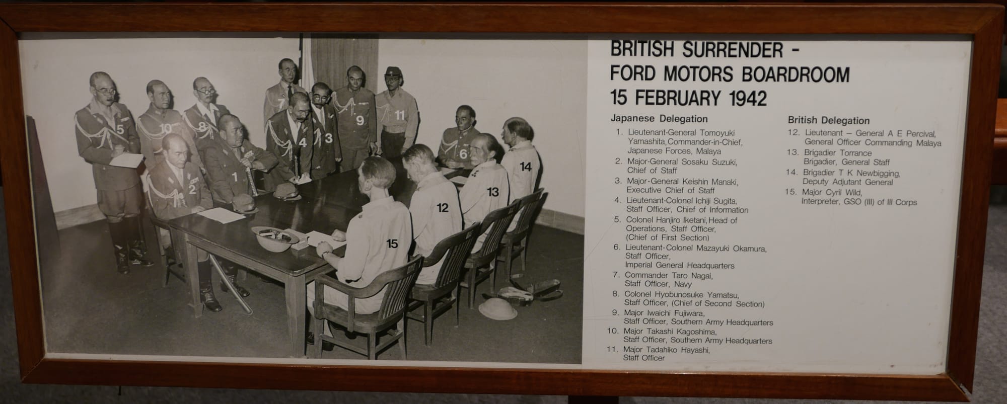 Photo by Author — British Surrender at the Ford Motors Boardroom — 15th of February 1942 — Fort Siloso, Singapore