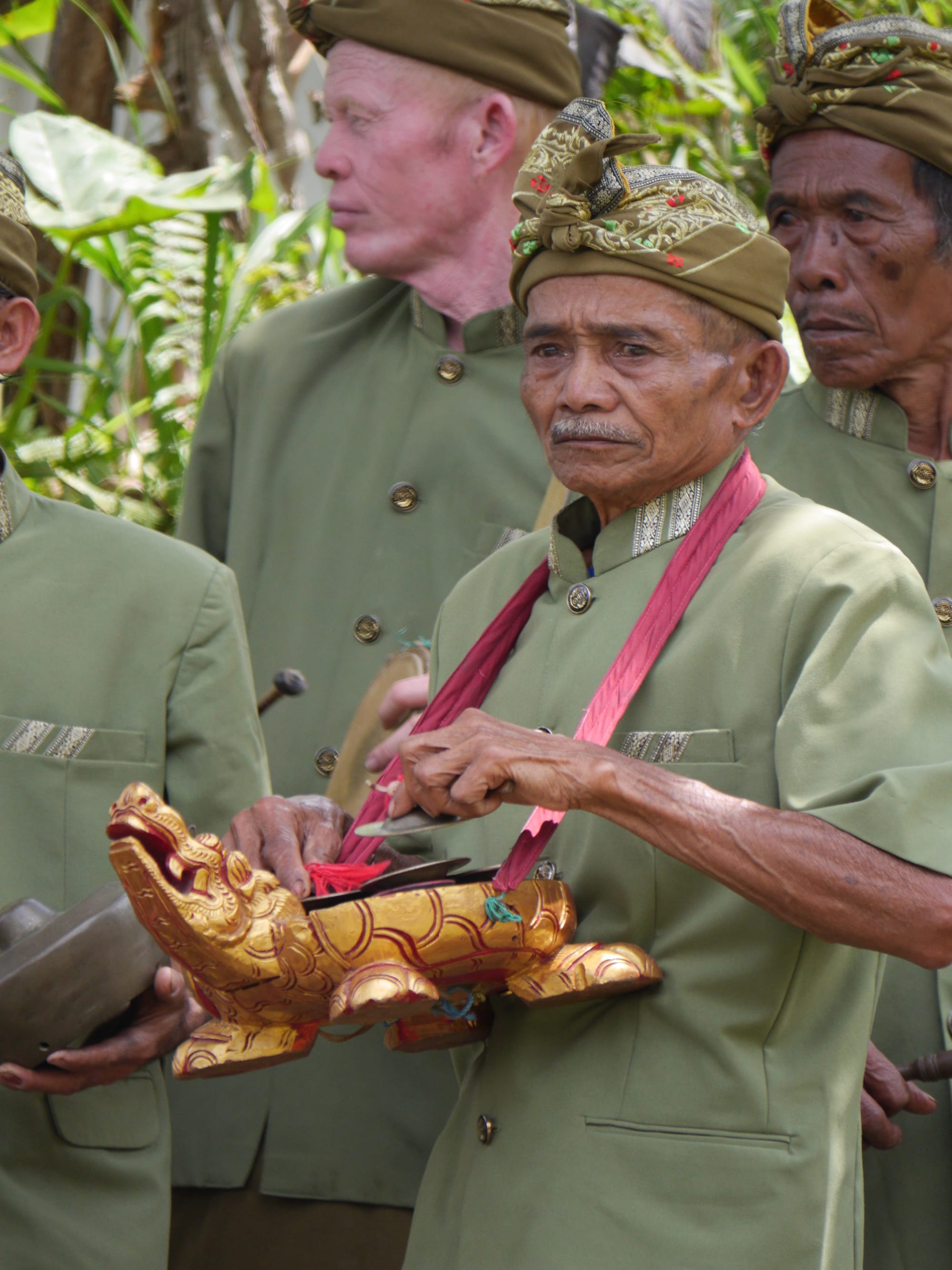 Photo by Author — musicians at a cremation procession in Bali