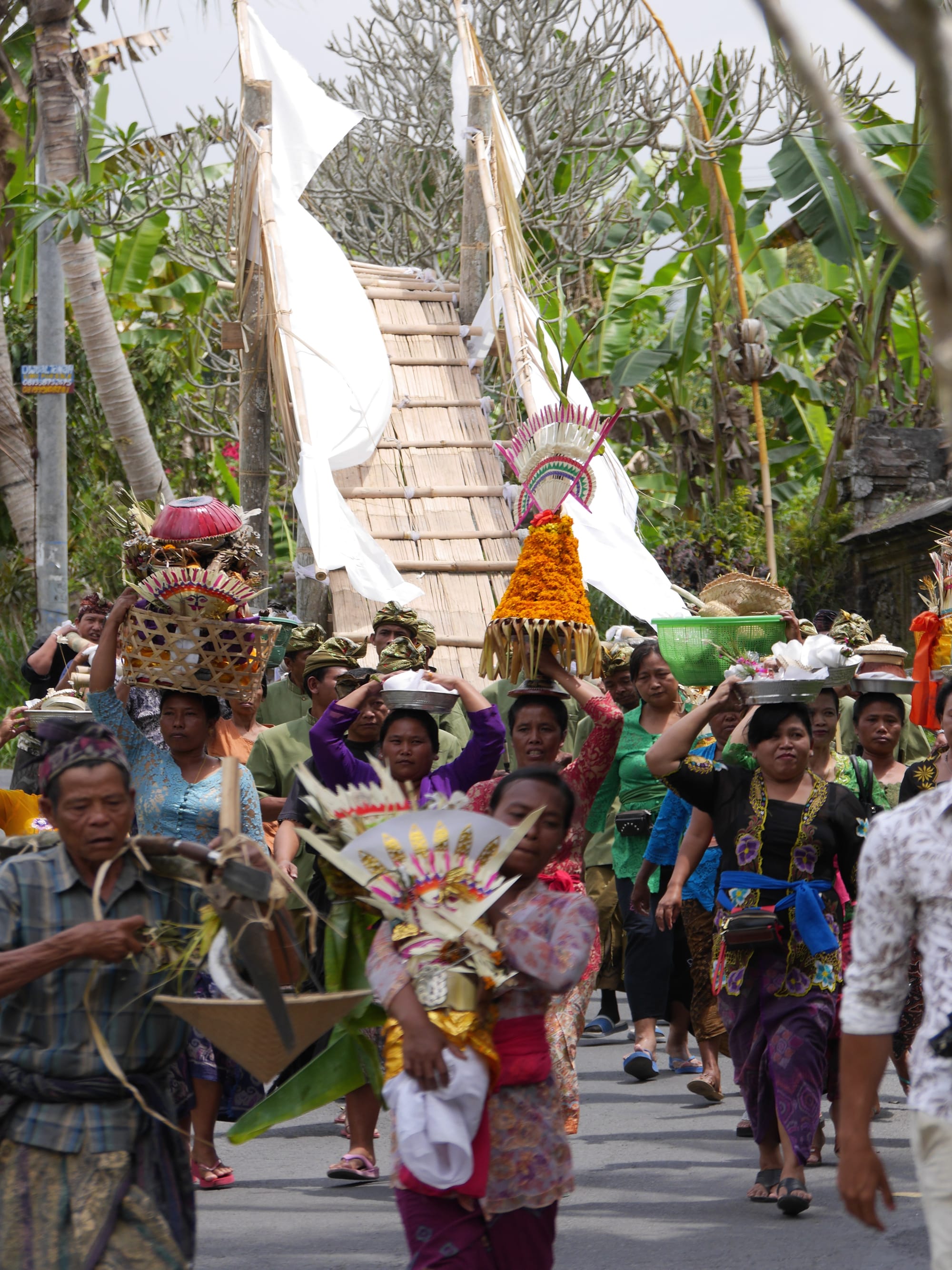 Photo by Author — mourners at a cremation procession in Bali