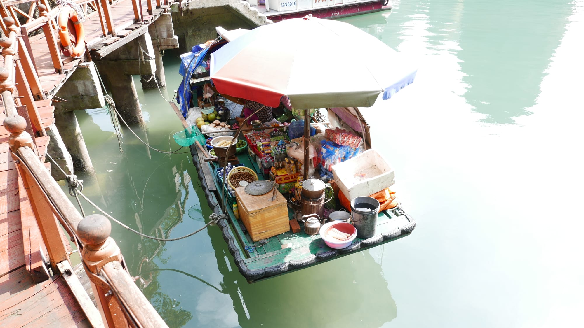 Photo by Author — a floating seller — Ha Long Bay, Vietnam