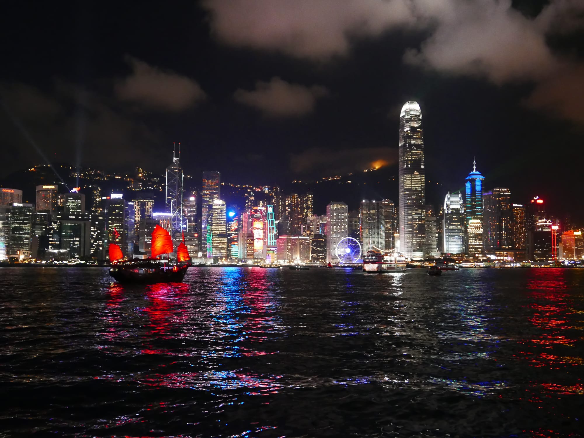 Photo by Author — Hong Kong Harbour at night