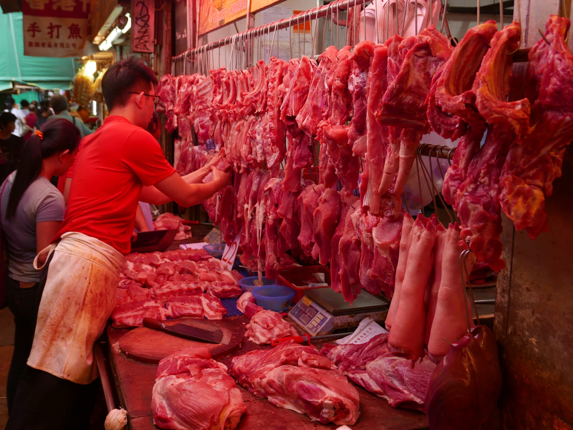 Photo by Author — meat at a Hong Kong street market