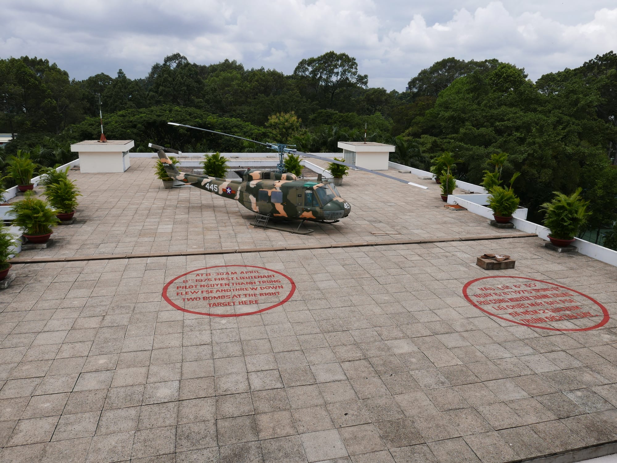 Photo by Author — bomb impacts on the Dinh Thống Nhất (Independence Palace / Reunification Palace), Ho Chi Minh City (Saigon), Vietnam 