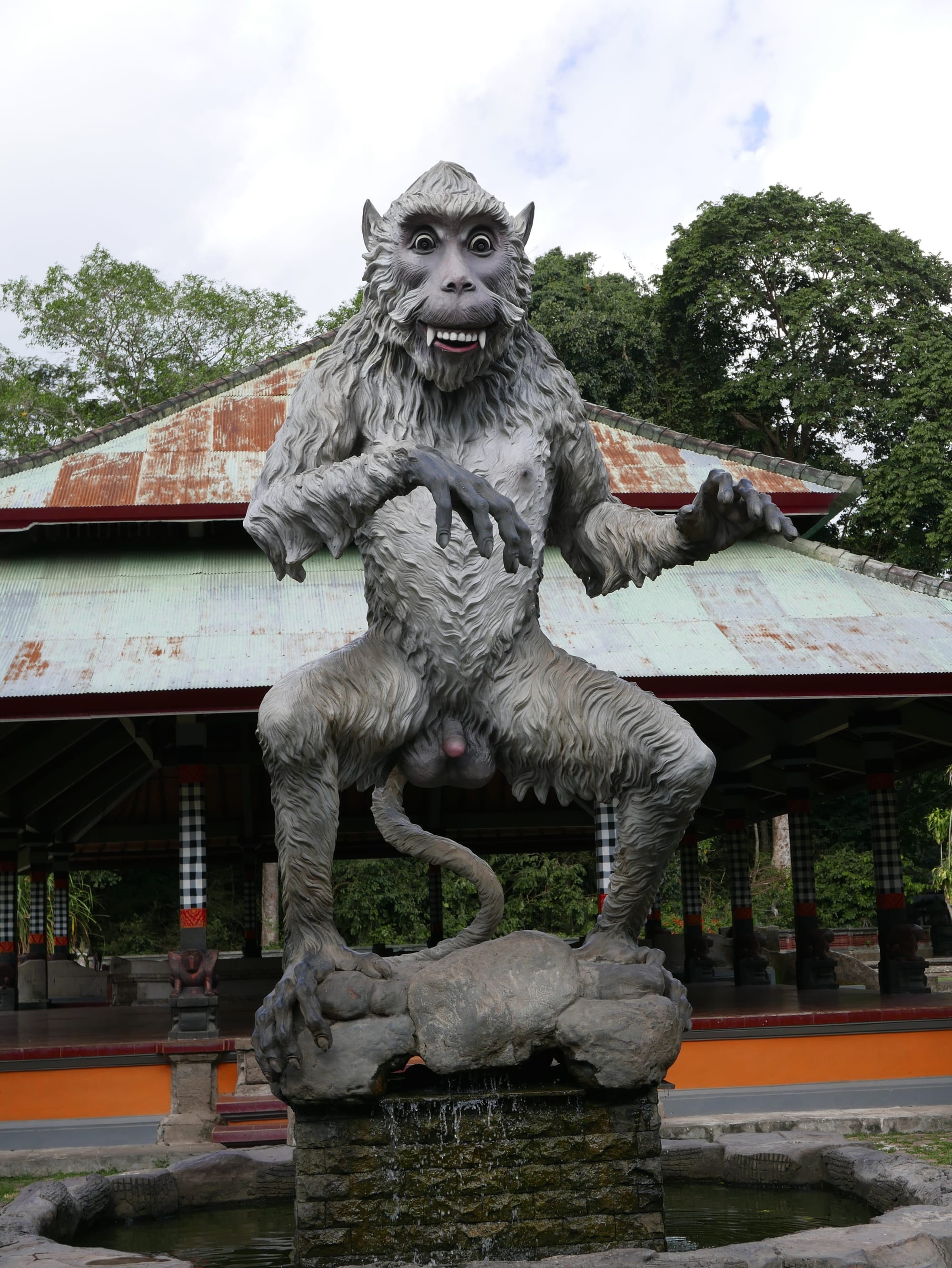 Photo by Author — the terrifying monkey sculpture at Alas Kedaton, Bali, Indonesia