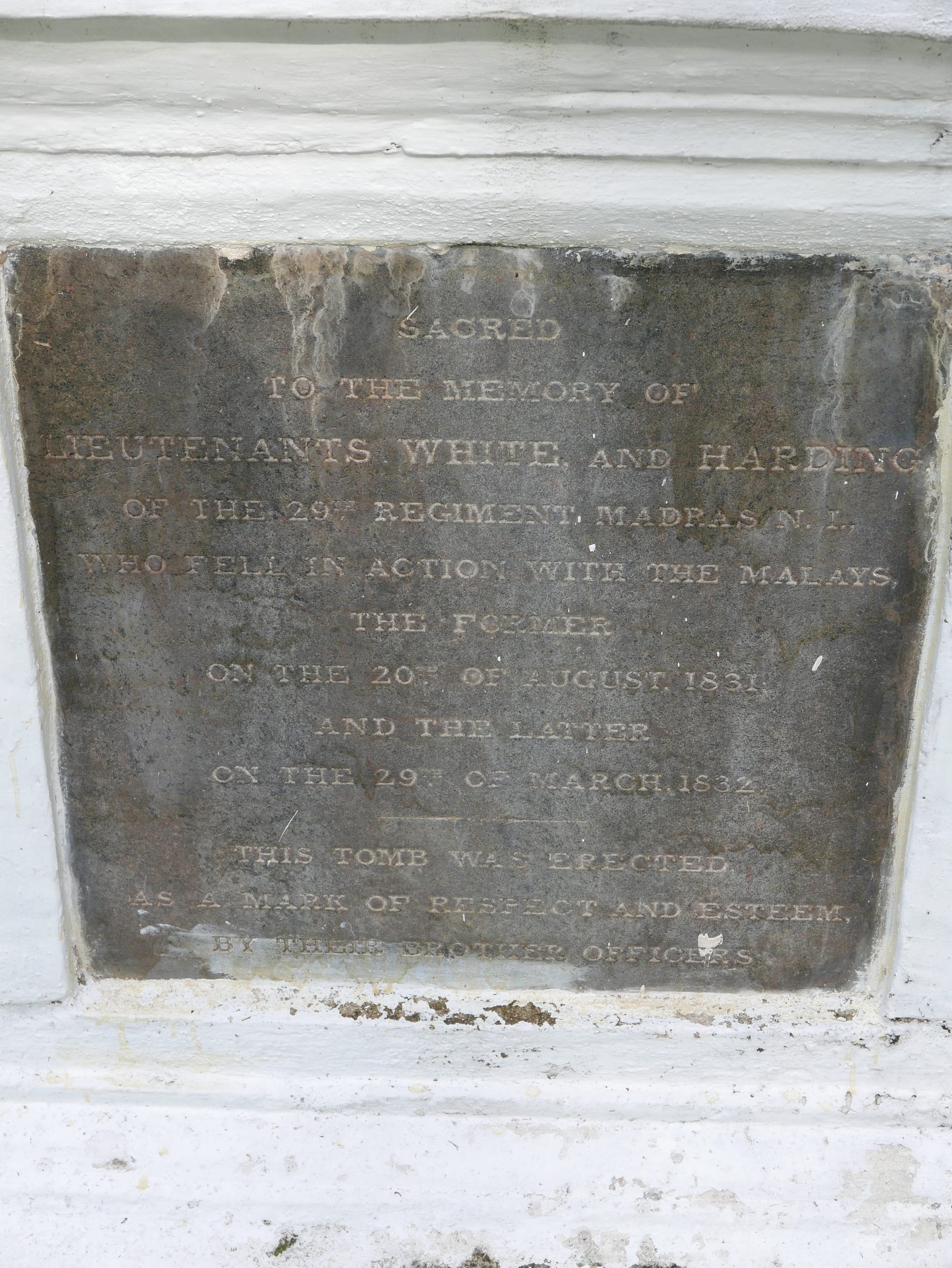 Photo by Author — grave of White and Harding — Dutch Graveyard, Malacca, Malaysia