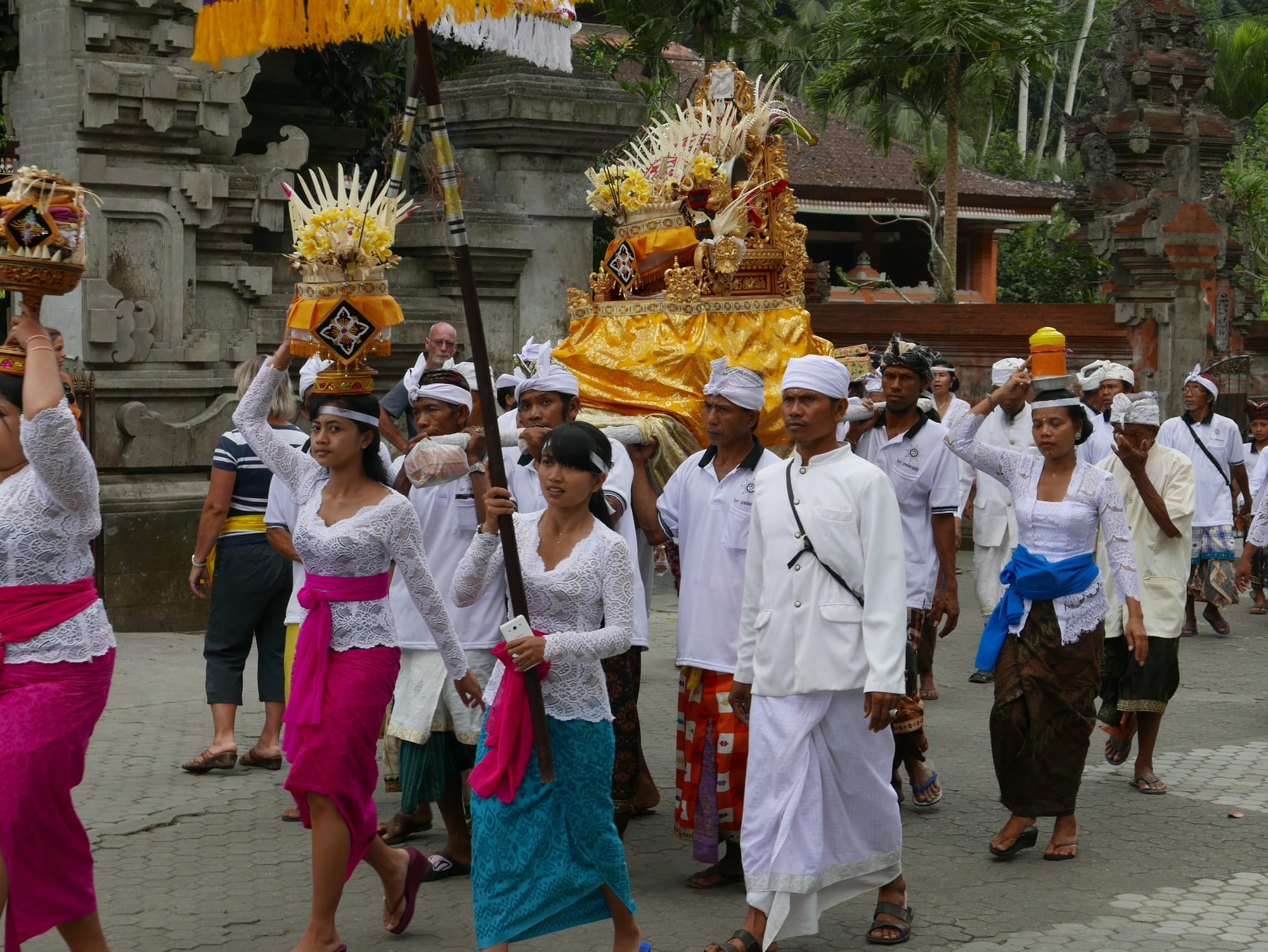 Photo by Author — religious parade — Pura Tirta Empul (Tirta Empul Temple), Bali, Indonesia