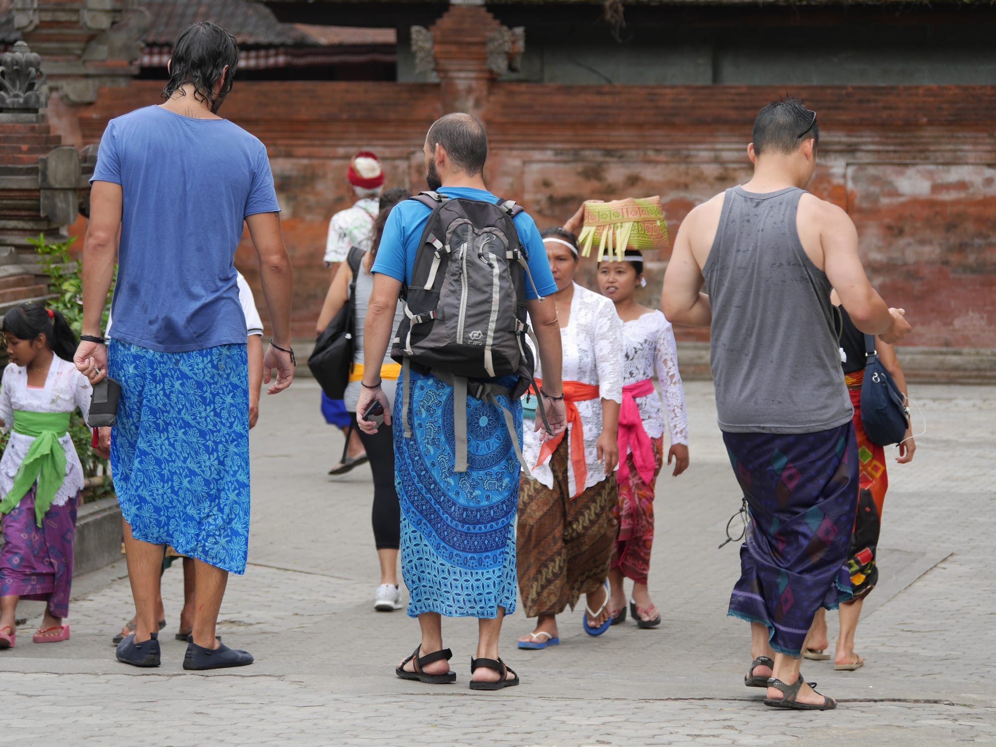 Photo by Author — borrowed sarongs — Pura Tirta Empul (Tirta Empul Temple), Bali, Indonesia