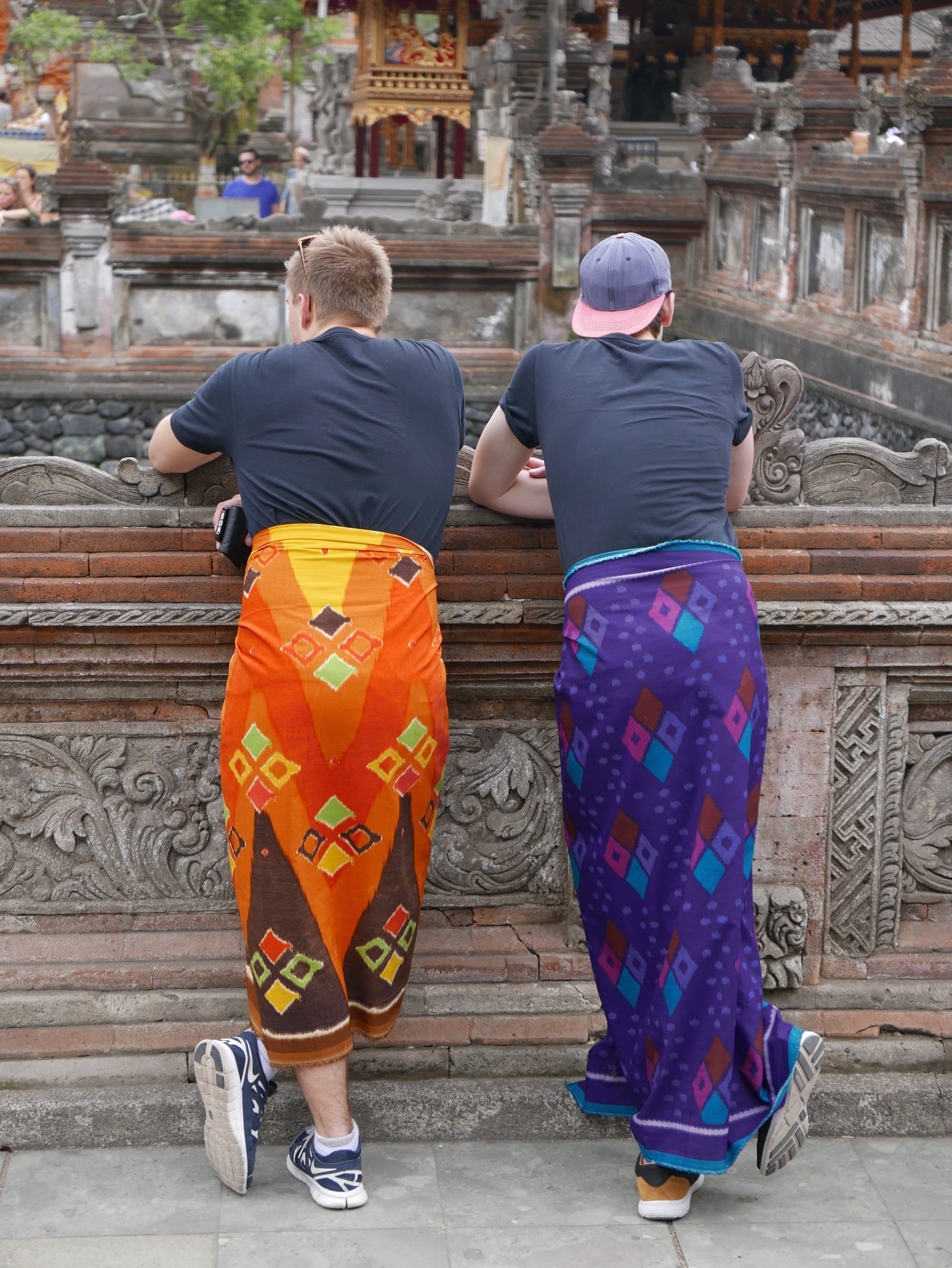 Photo by Author — borrowed sarongs — Pura Tirta Empul (Tirta Empul Temple), Bali, Indonesia