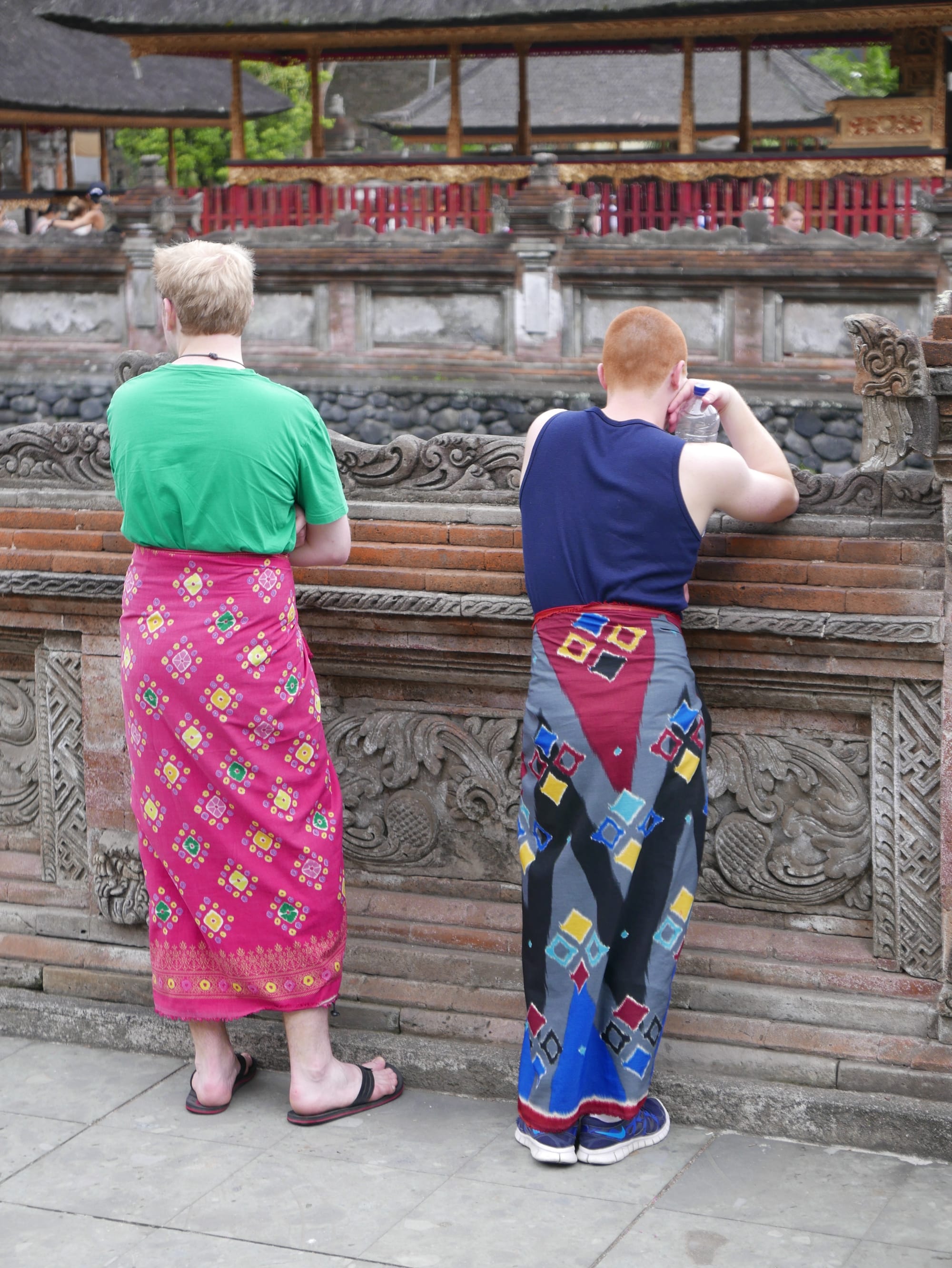 Photo by Author — borrowed sarongs — Pura Tirta Empul (Tirta Empul Temple), Bali, Indonesia