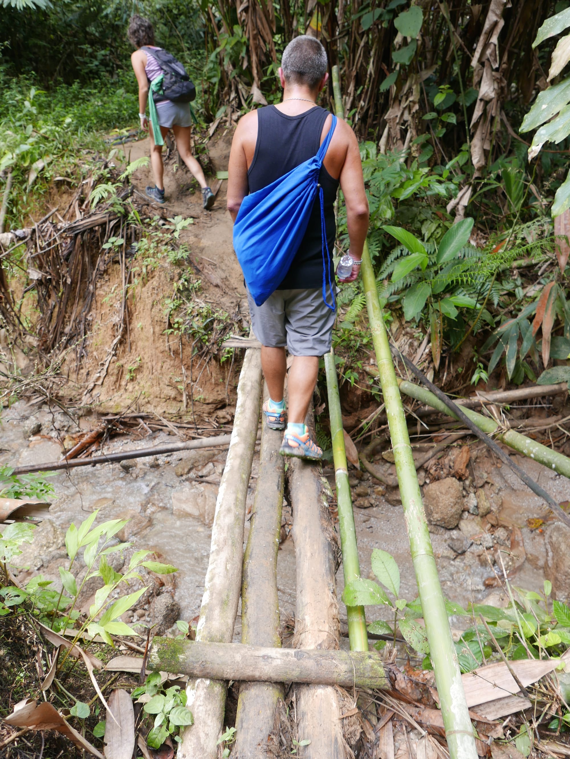 Photo by Author — crossing a bridge on the hike to see the Rafflesia — Cameron Highlands, Malaysia