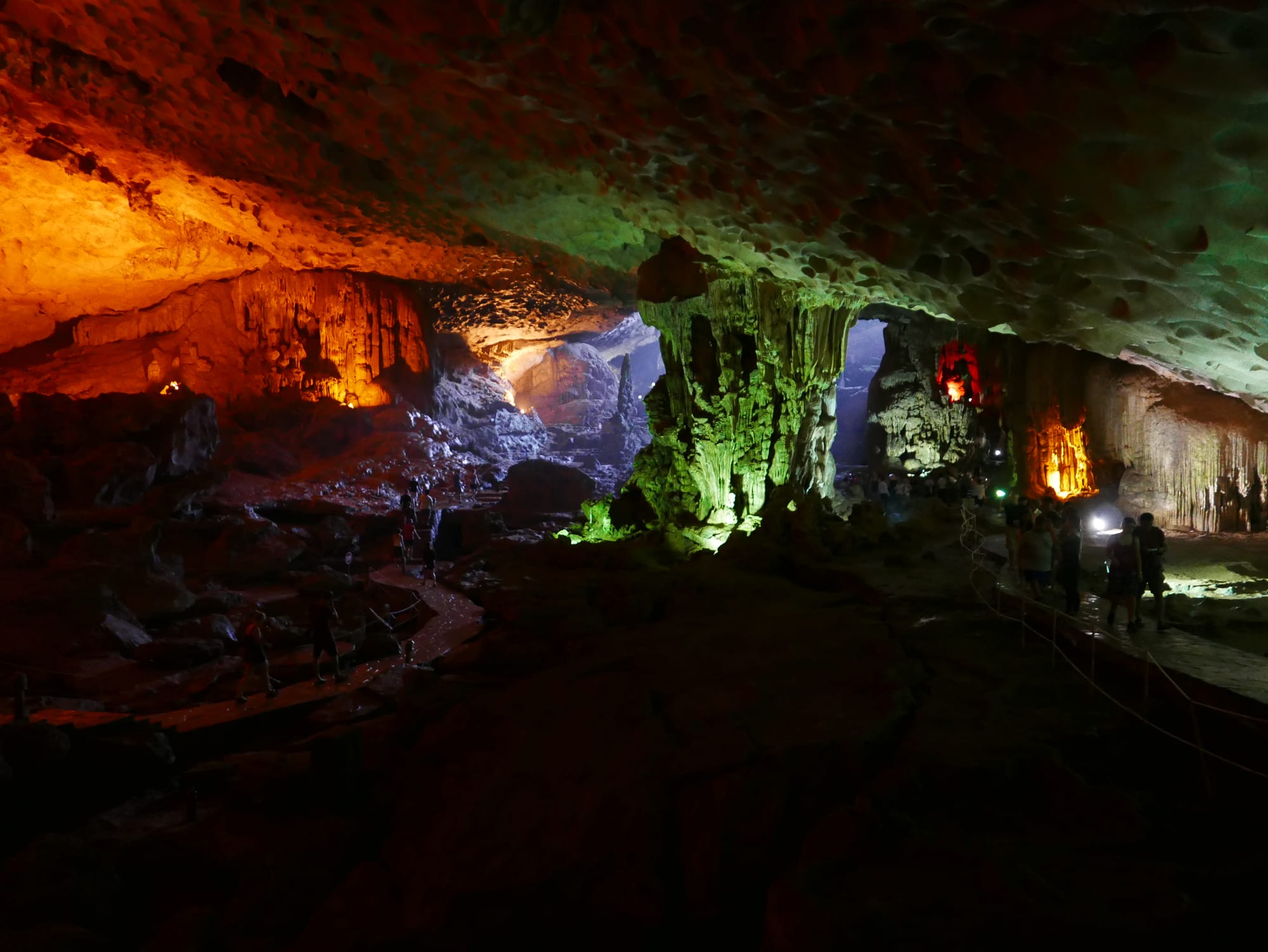 Photo by Author — coloured lighting — The Surprise Cave, Ha Long Bay, Vietnam