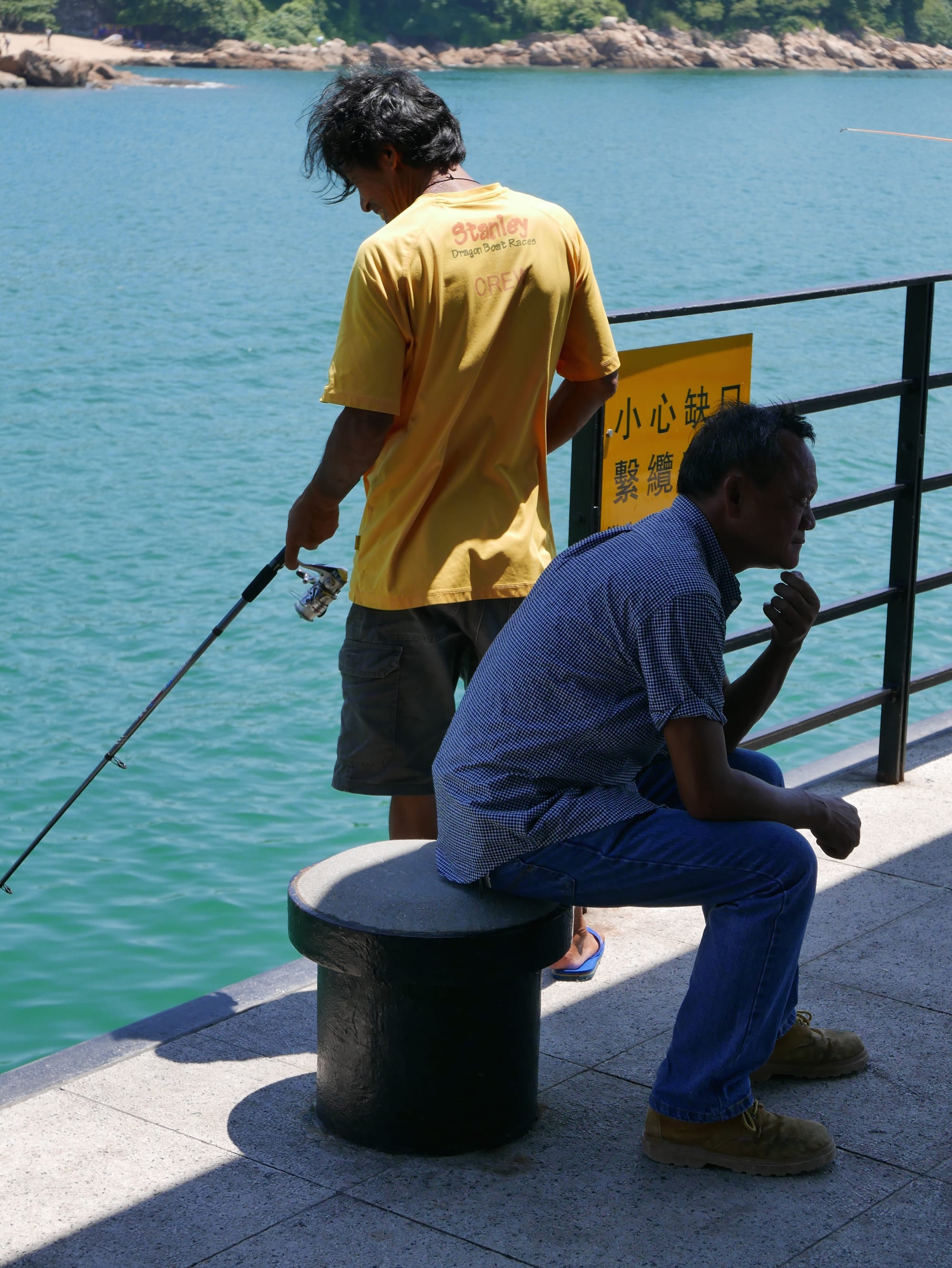 Photo by Author — fishing at Blake Pier at Stanley 赤柱卜公碼頭, Hong Kong