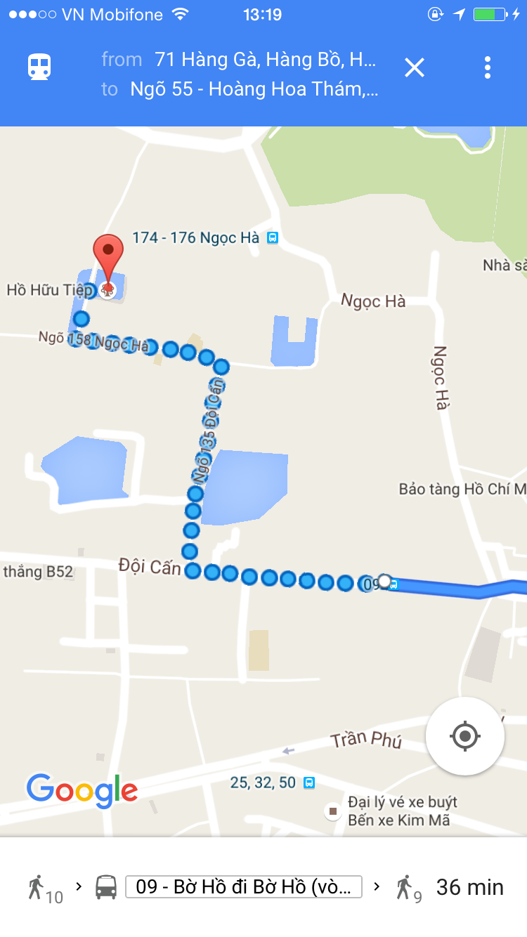 Screenshot by Author — from the bus stop to the lake — getting the bus in Hanoi, Vietnam