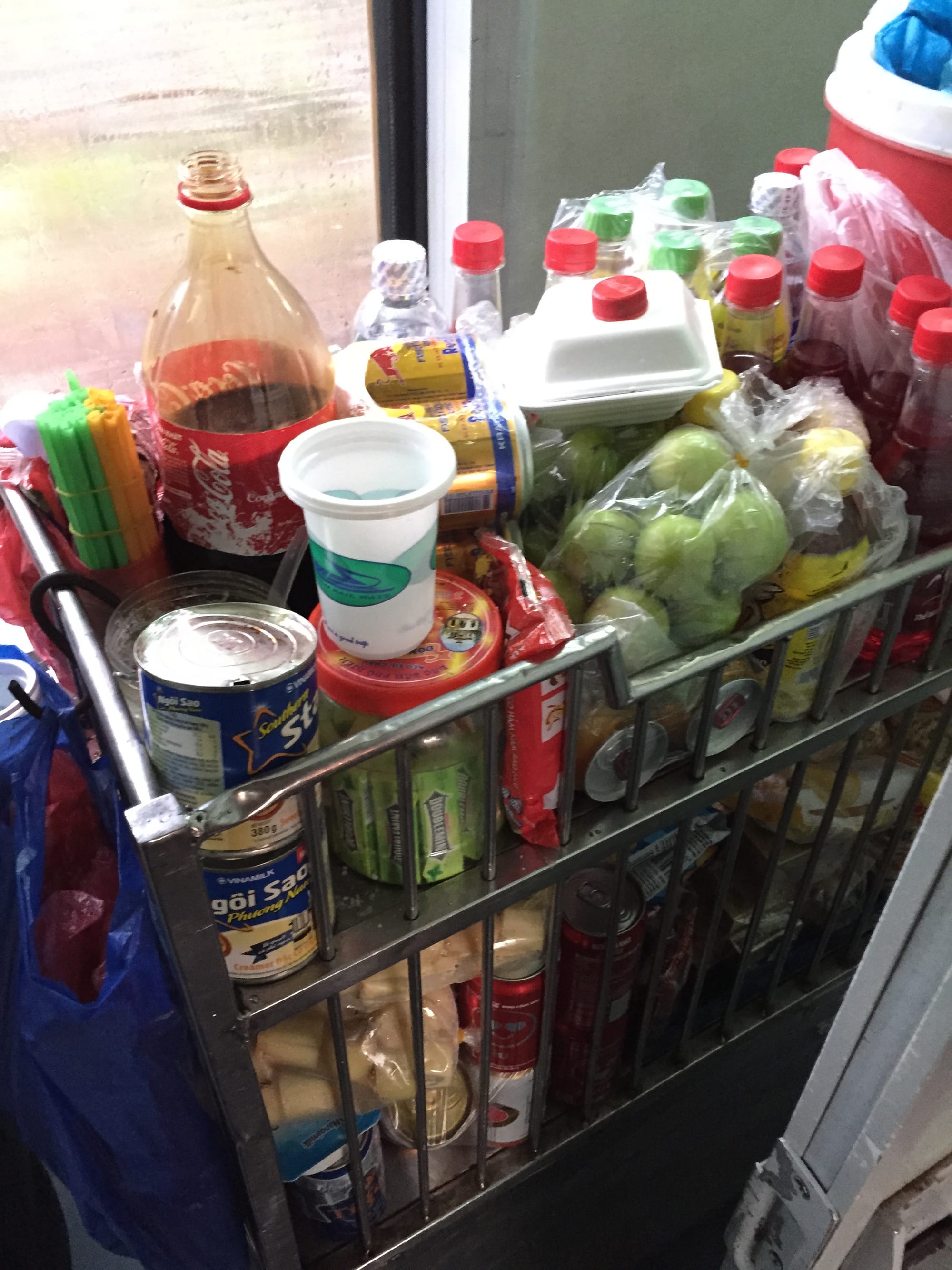 Photo by Author — the snack trolley on the Reunification Railway, Vietnam