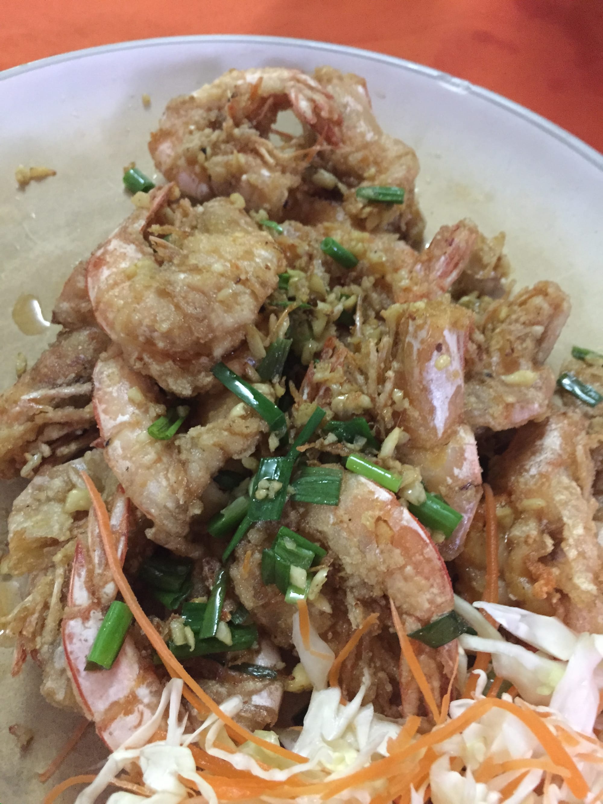 Photo by Author — my cooked salt and pepper shrimp at the Topspot Food Court, 93000 Kuching, Sarawak, Malaysia