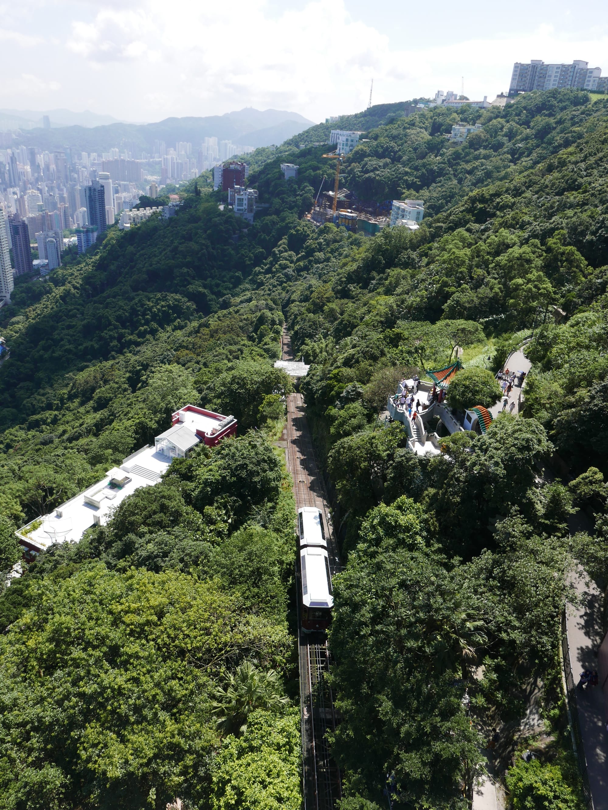 Photo by Author — looking back down the tram line — Victoria Peak 太平山, Hong Kong