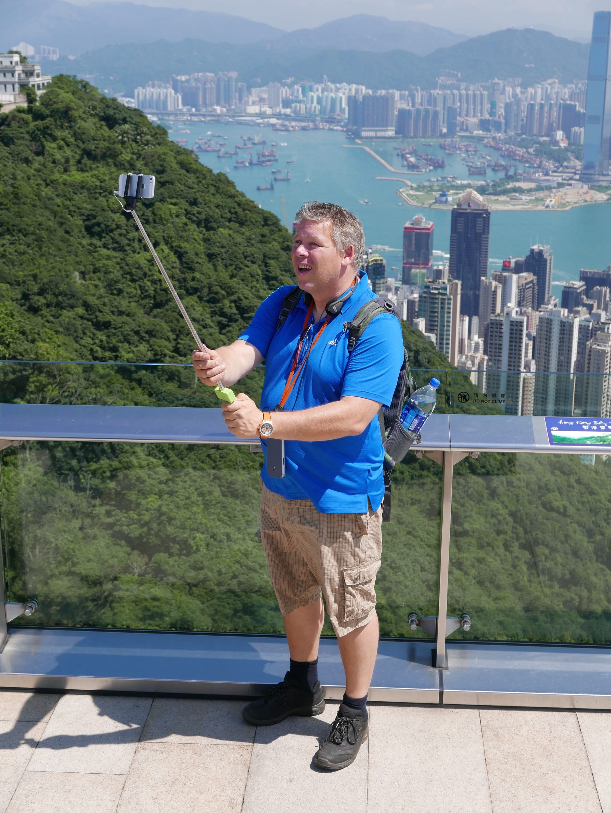 Photo by Author — selfie stick at Victoria Peak 太平山, Hong Kong