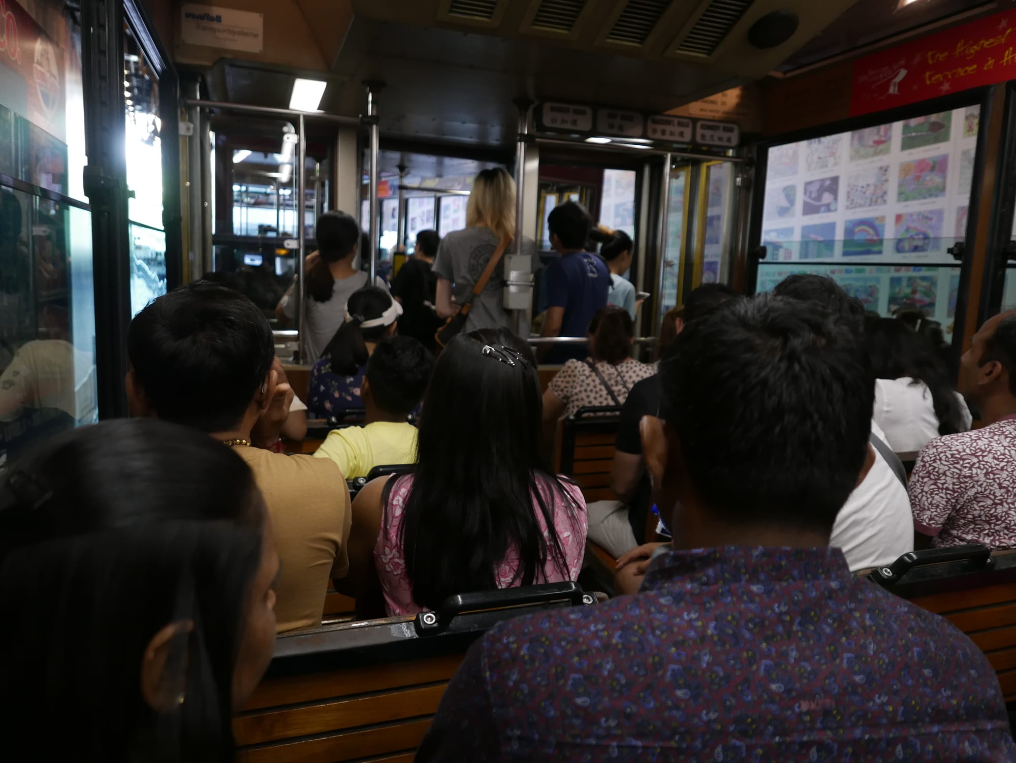 Photo by Author — inside the tram — Victoria Peak 太平山, Hong Kong