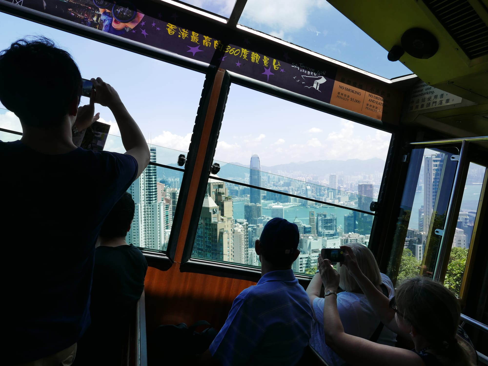 Photo by Author — taking the tram to the top — Victoria Peak 太平山, Hong Kong